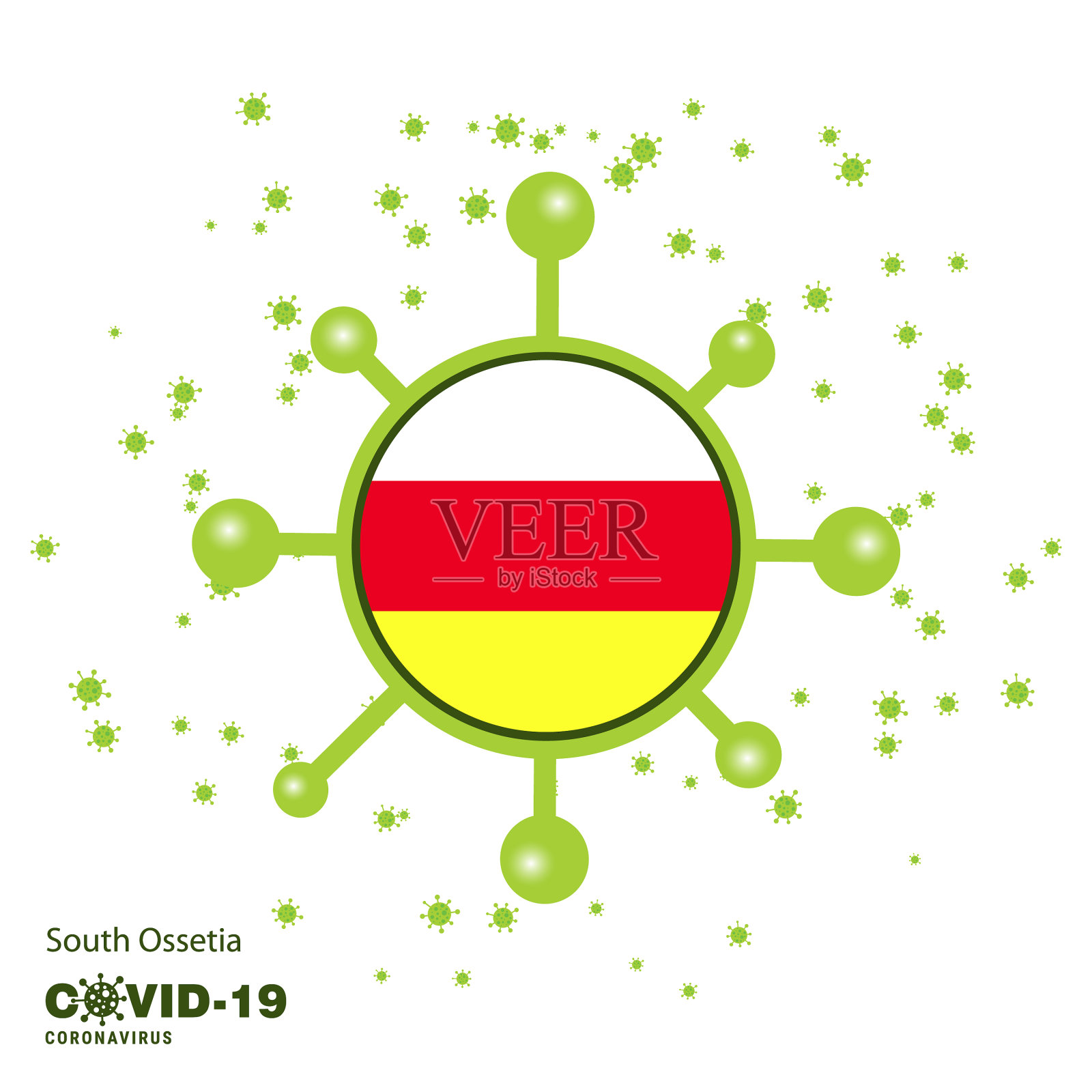 南奥塞梯coronavius国旗意识插画图片素材