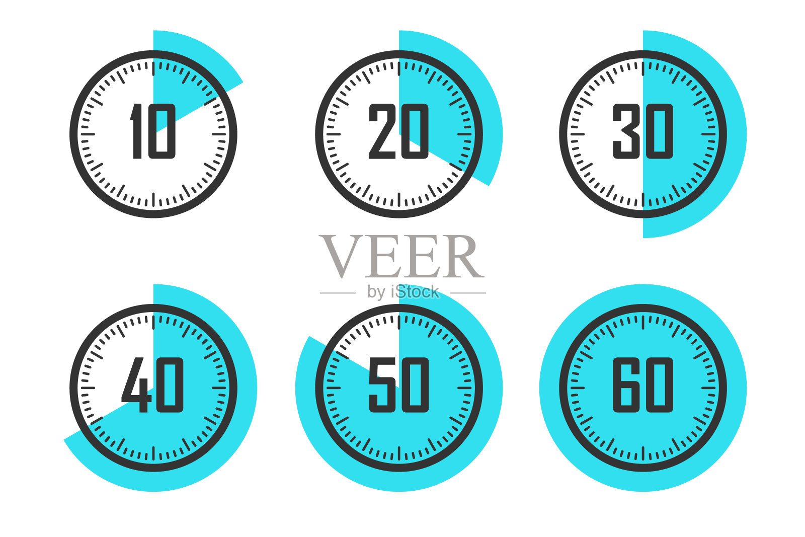 计时器和时钟隔离设置图标。秒表图标模板为您的业务项目。图标素材