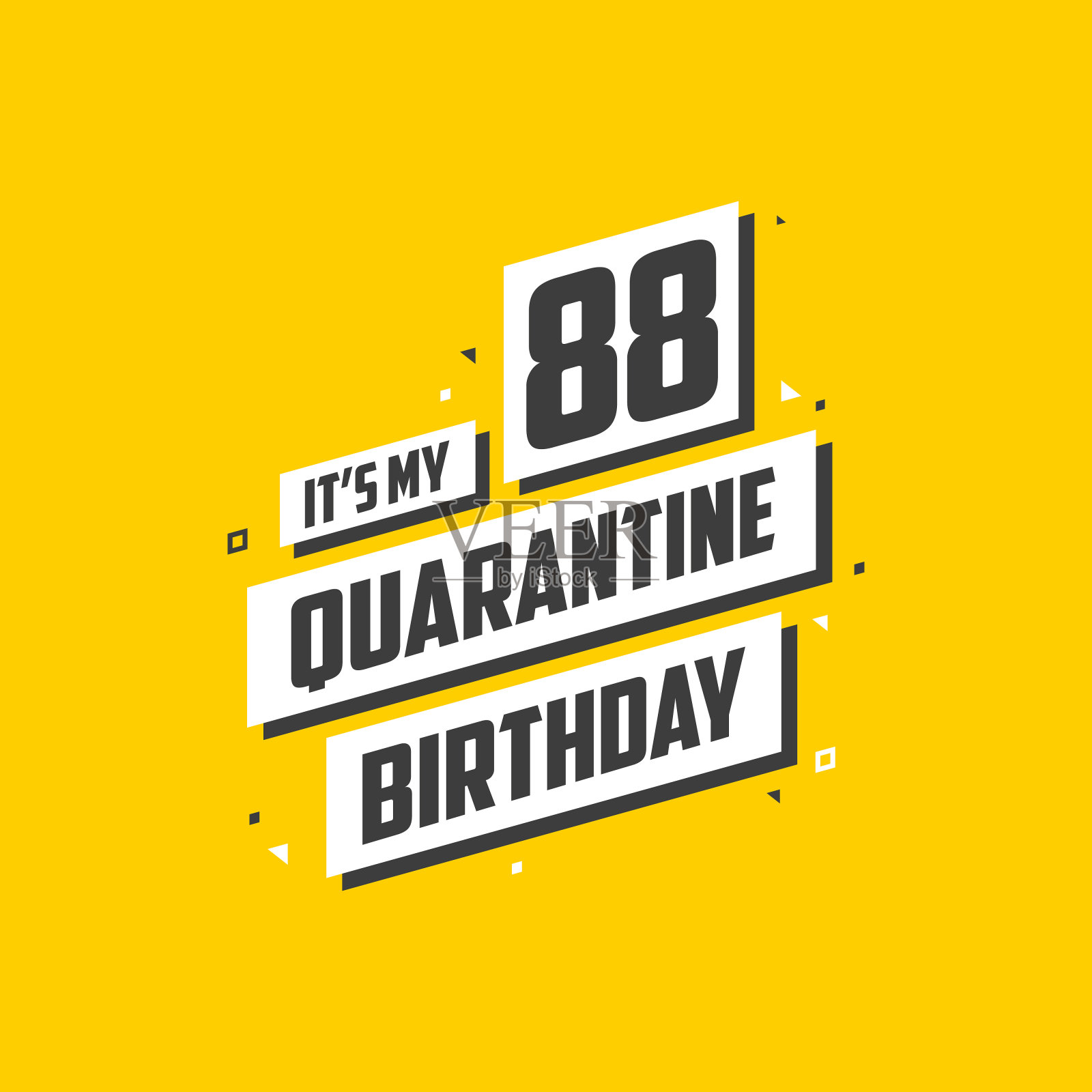 这是我在隔离区的88岁生日，88岁生日设计。庆祝检疫隔离88周年。插画图片素材
