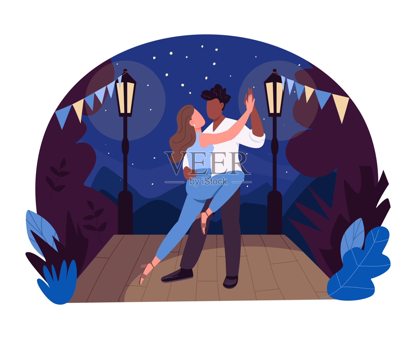 浪漫舞蹈2D矢量网络横幅，海报插画图片素材