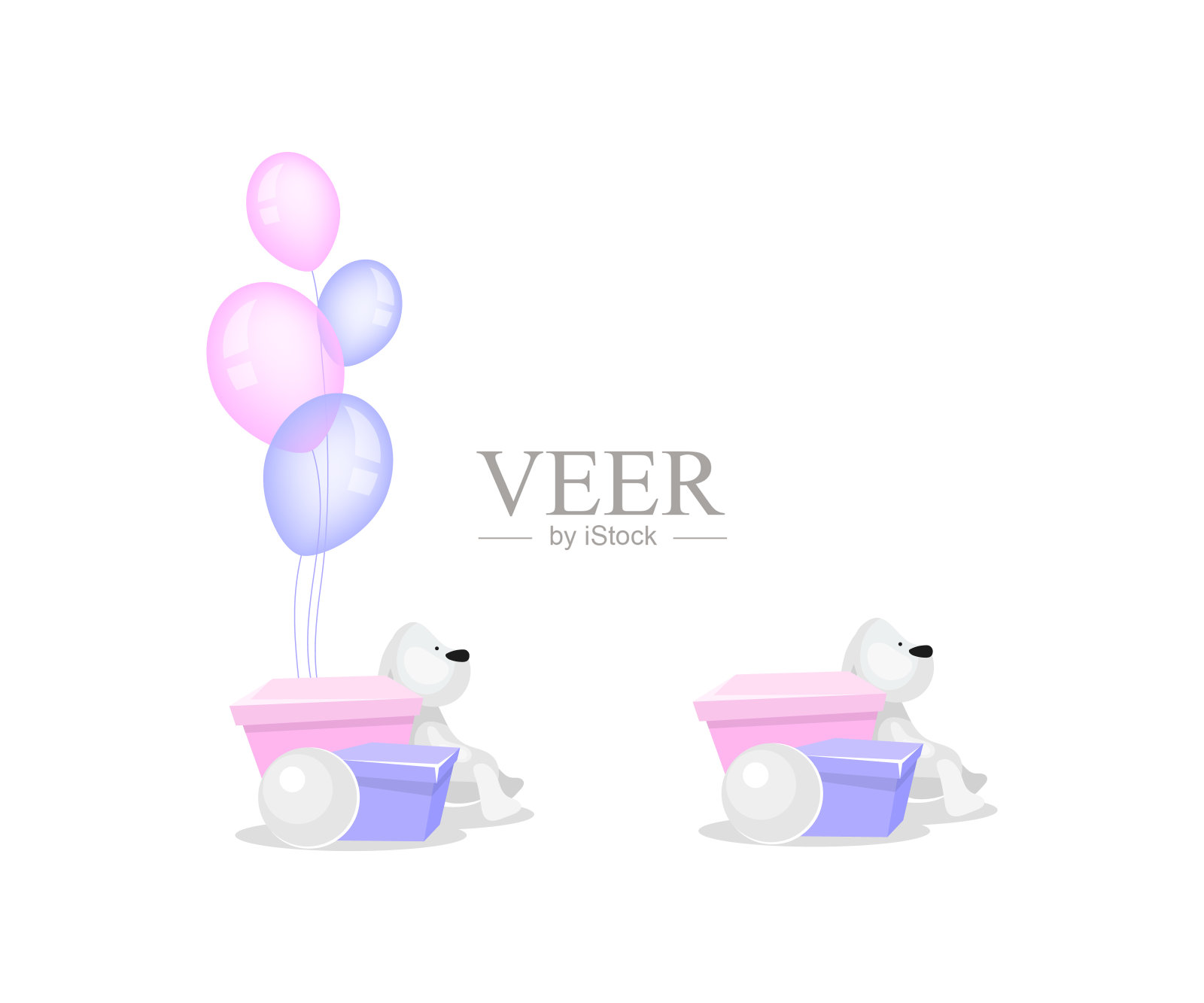 气球礼物盒插画图片素材