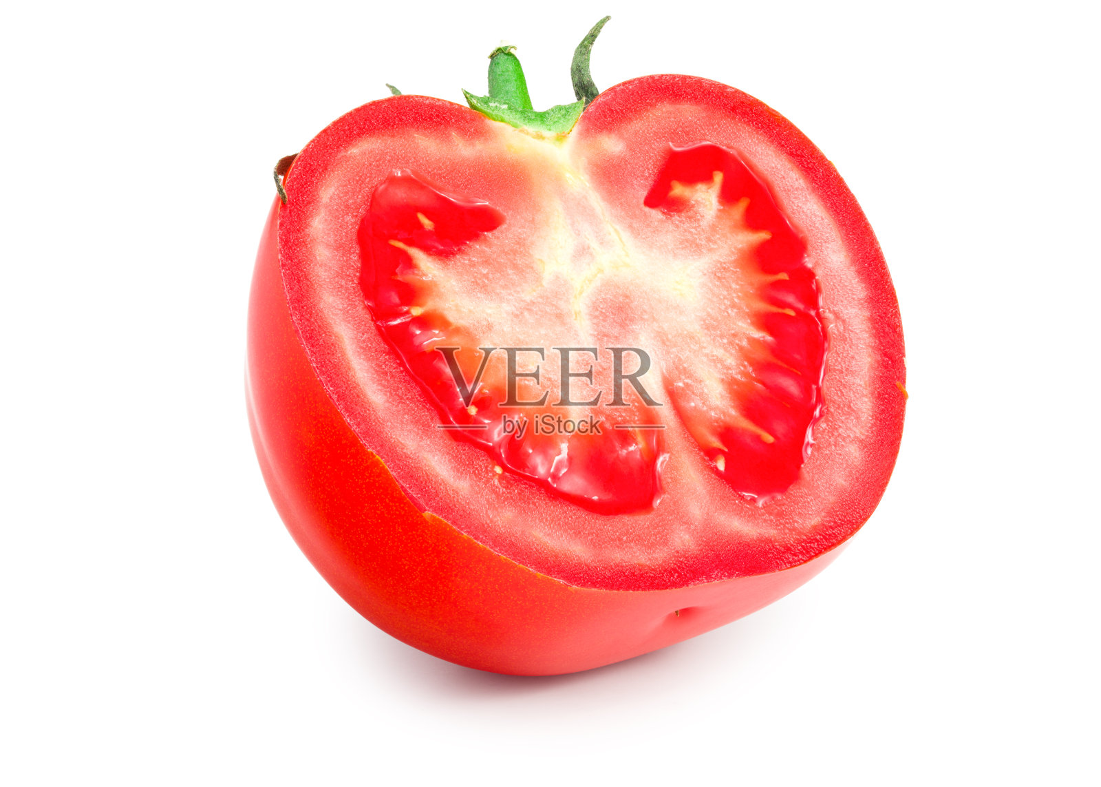 在白色背景上孤立的一半番茄照片摄影图片