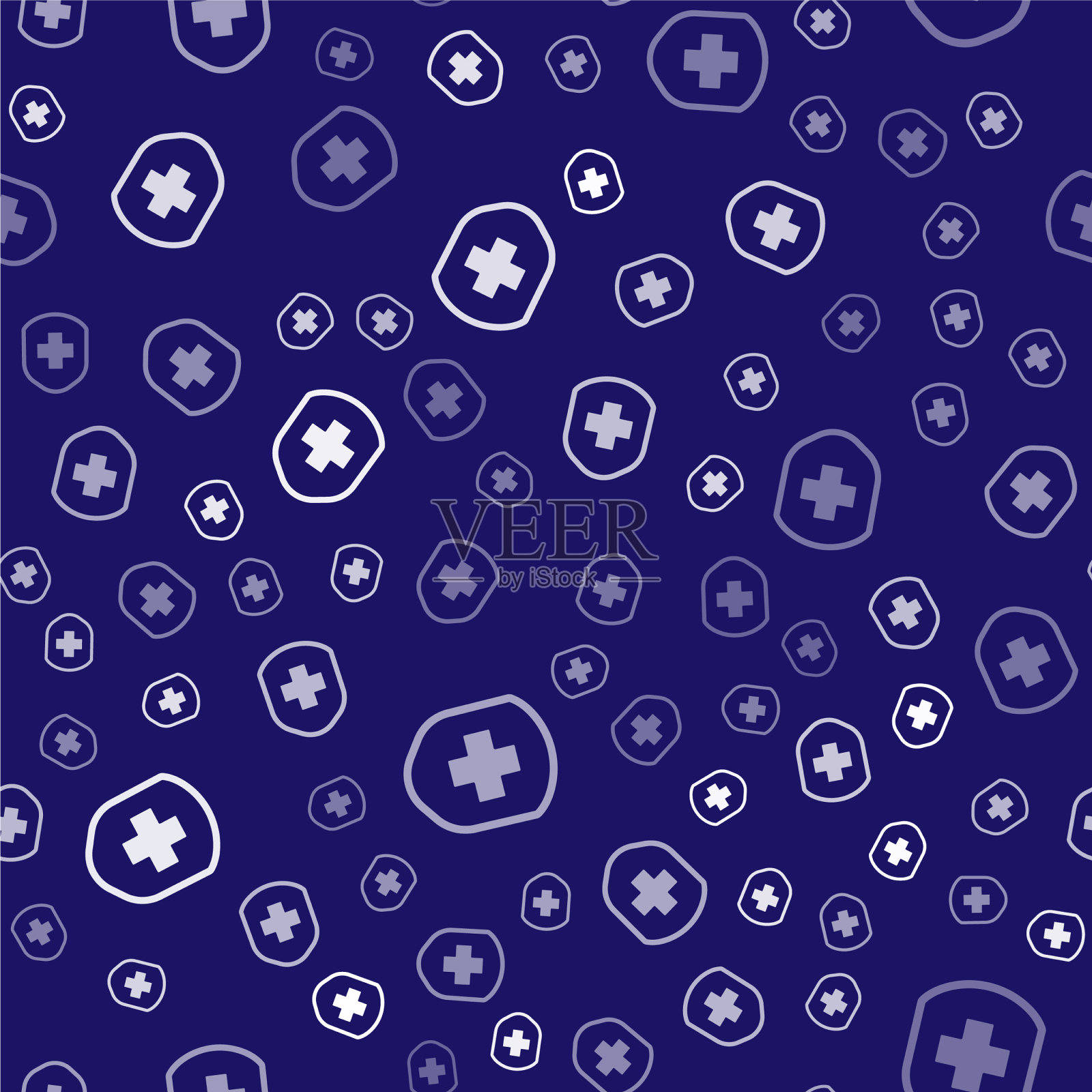 带有十字图标的白色医用盾牌插画图片素材