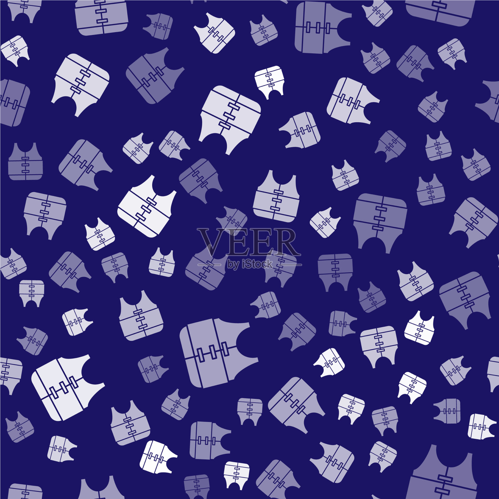 白色救生衣图标孤立无缝图案插画图片素材