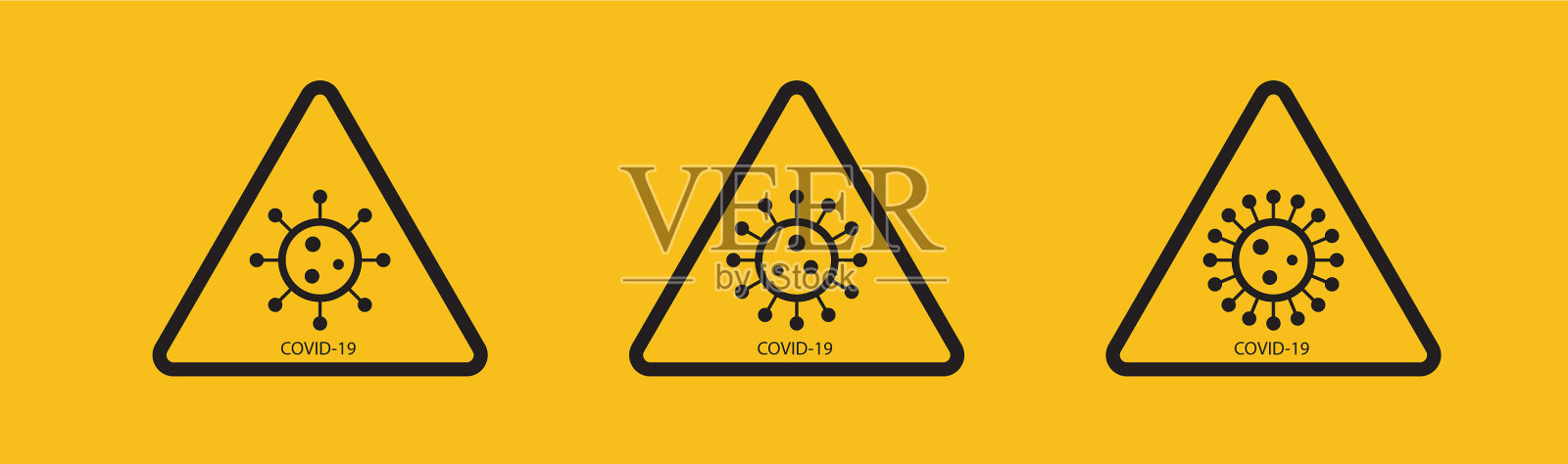 冠状病毒警告标志或红色边框标志插画图片素材