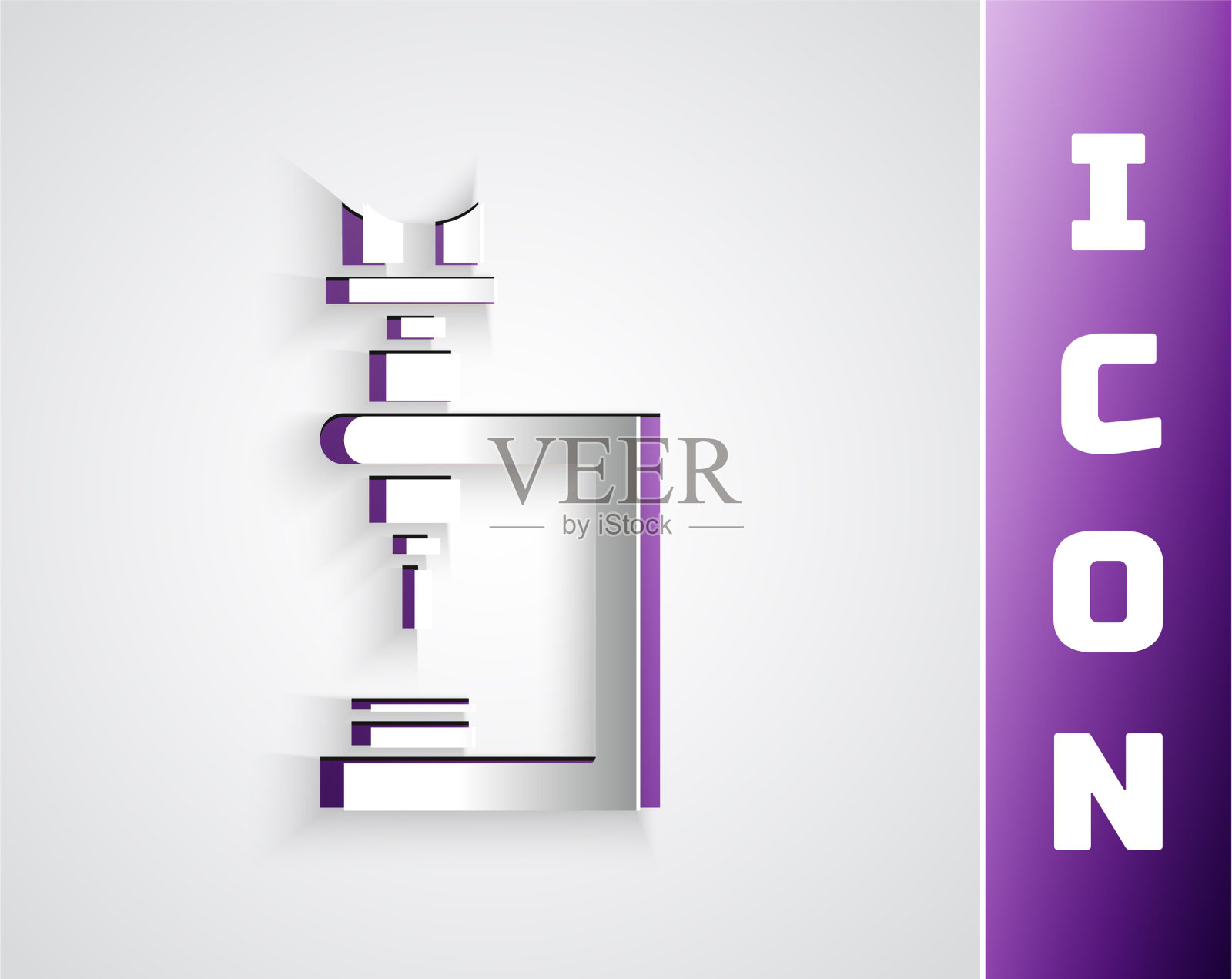 剪纸显微镜图标孤立在灰色插画图片素材