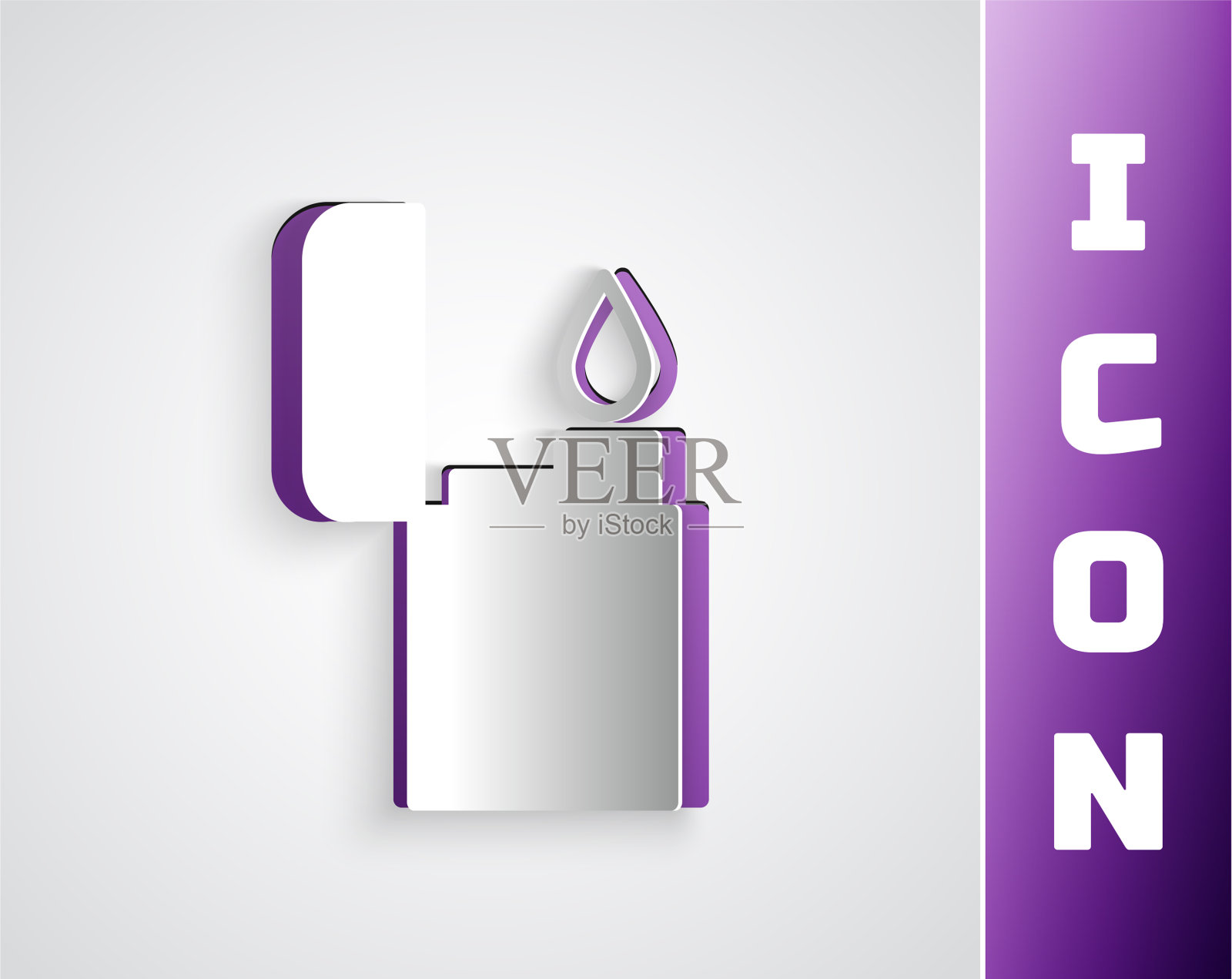 剪纸打火机图标孤立在灰色背景插画图片素材