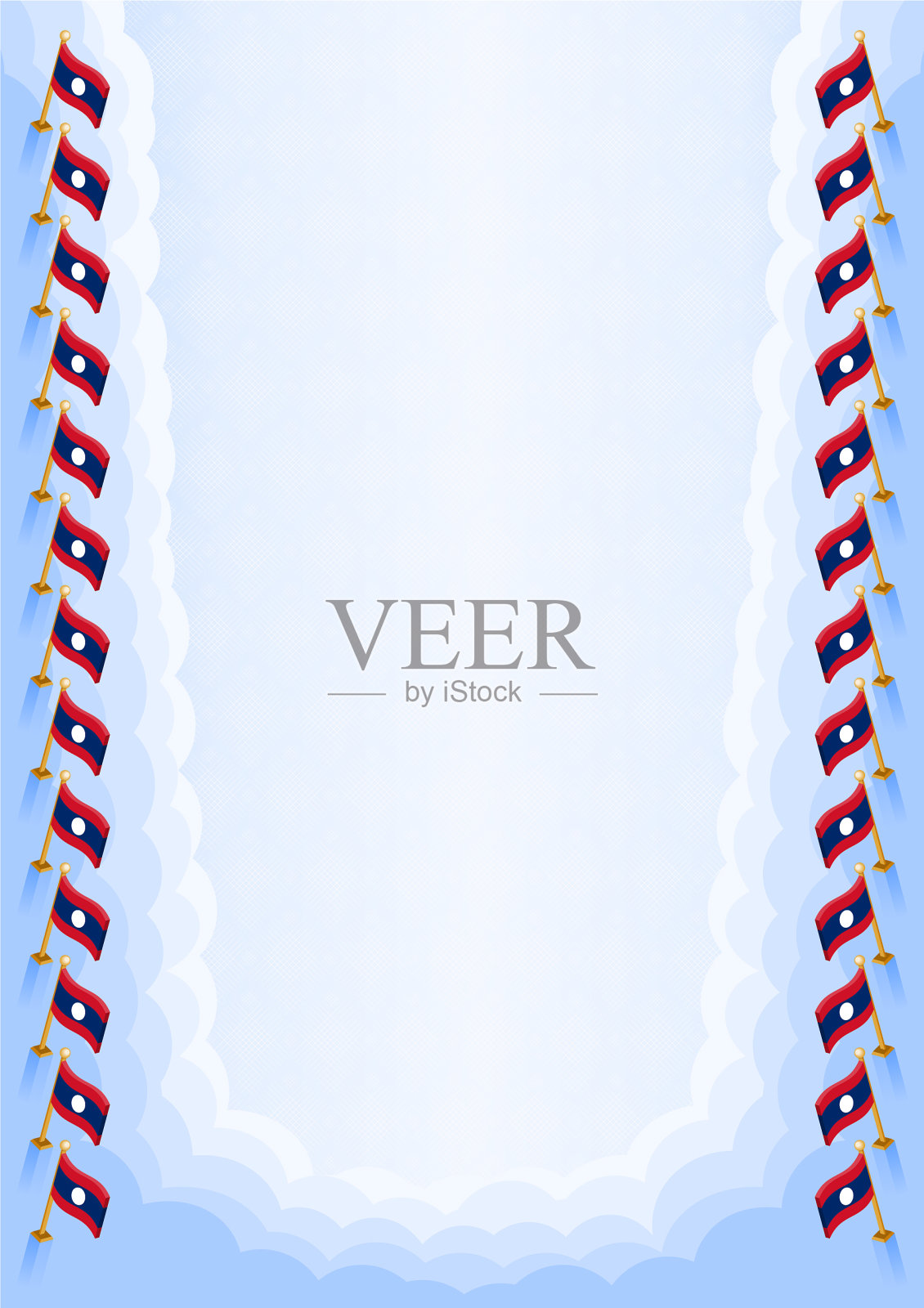 垂直框架和边界与老挝国旗插画图片素材