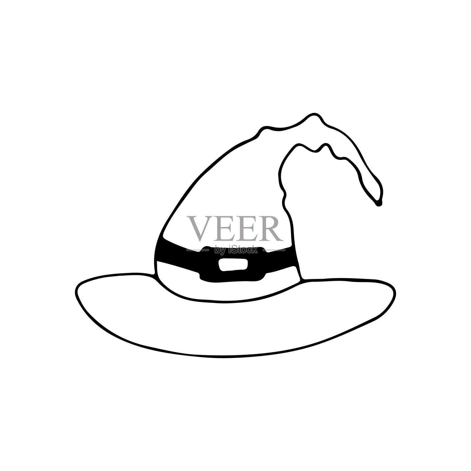 在矢量的Doodle女巫的帽子插图。在矢量中手绘女巫的帽子图标。设计元素图片