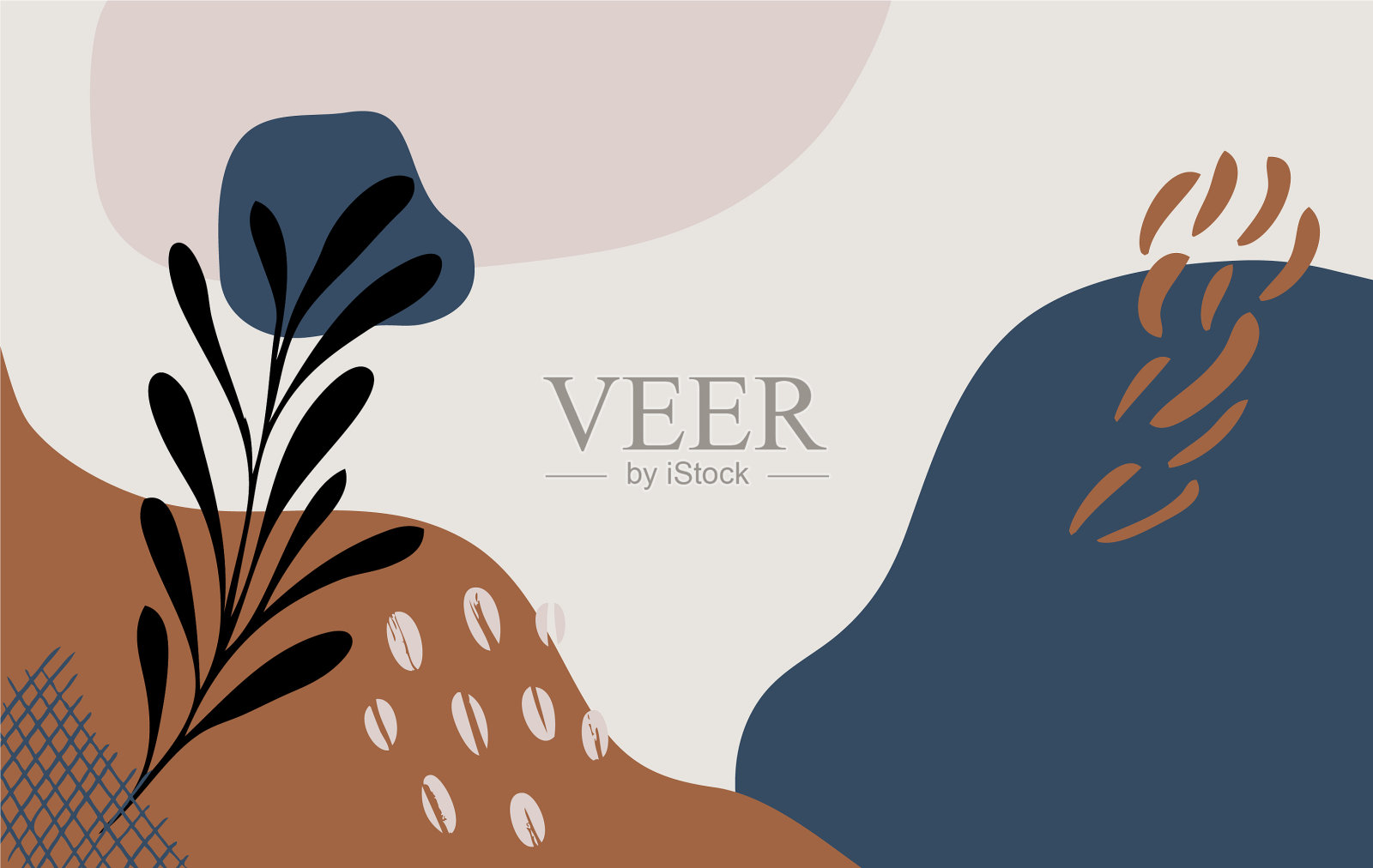 抽象花艺叶背景手绘插画图片素材