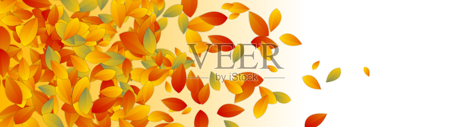 秋天抽象的旗帜设计与五彩缤纷的树叶插画图片素材