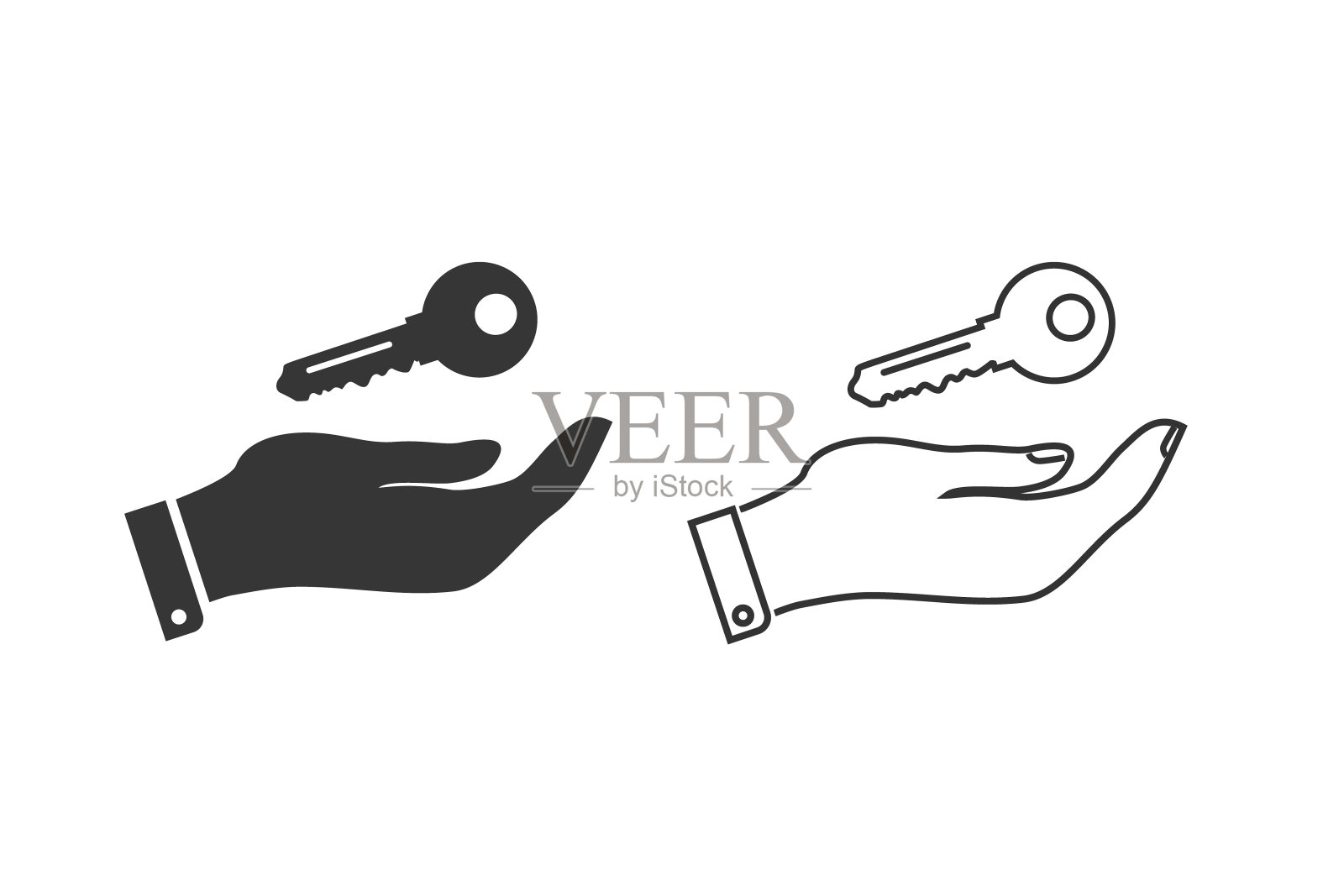 矢量线图标关键图标设置从房子，矢量插图。平面设计风格插画图片素材