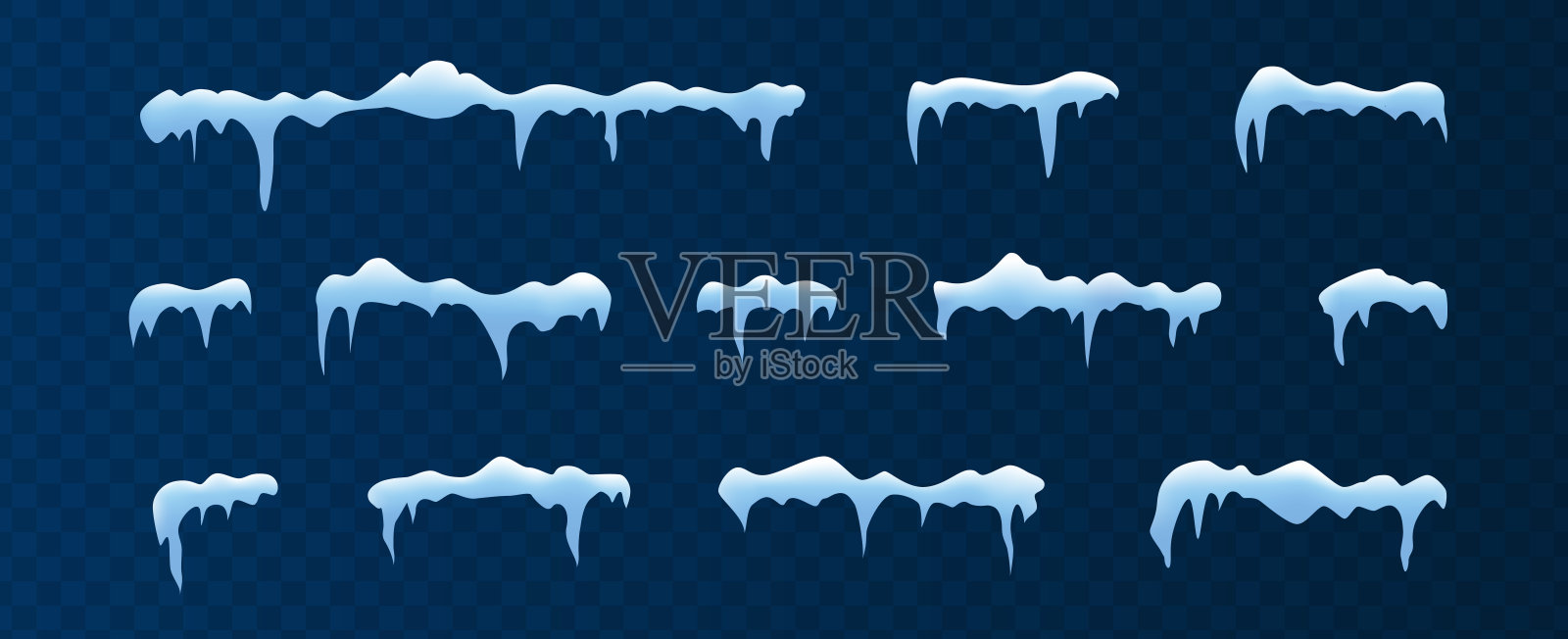 冰霜装饰系列的框架。水平冻结雪凝固。插画图片素材