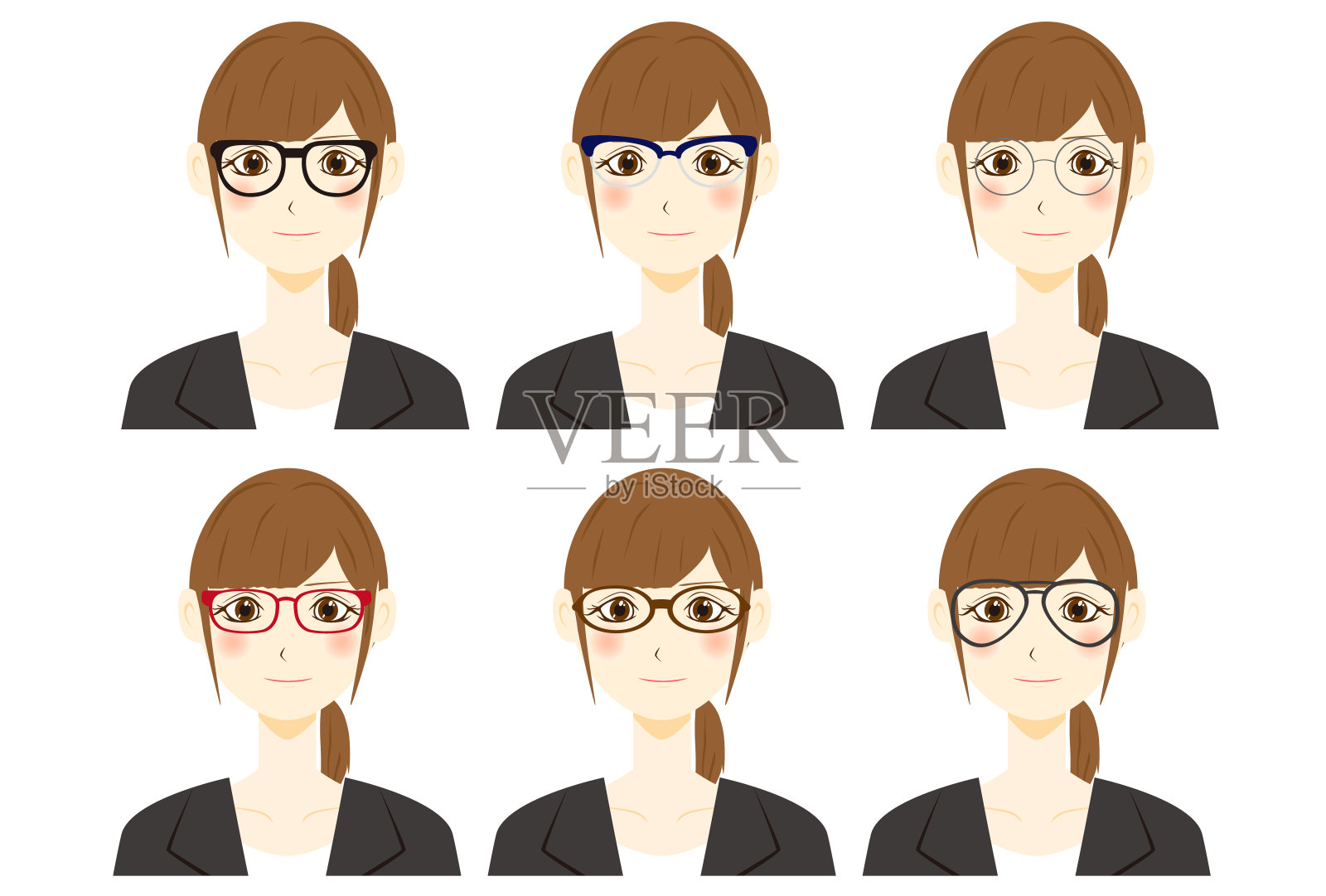 戴眼镜的女人。矢量图设计元素图片