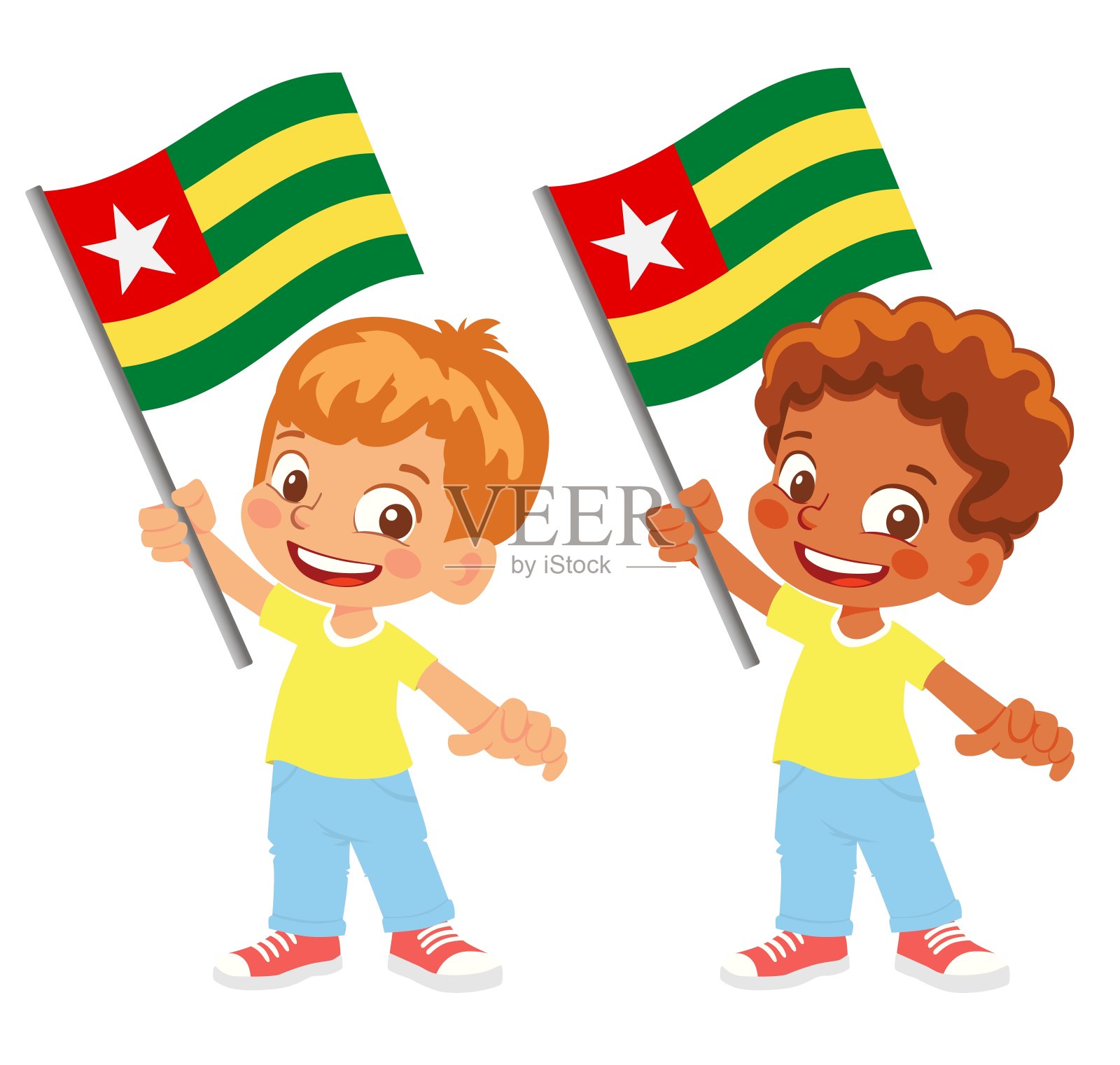 拿着多哥旗的孩子设计元素图片