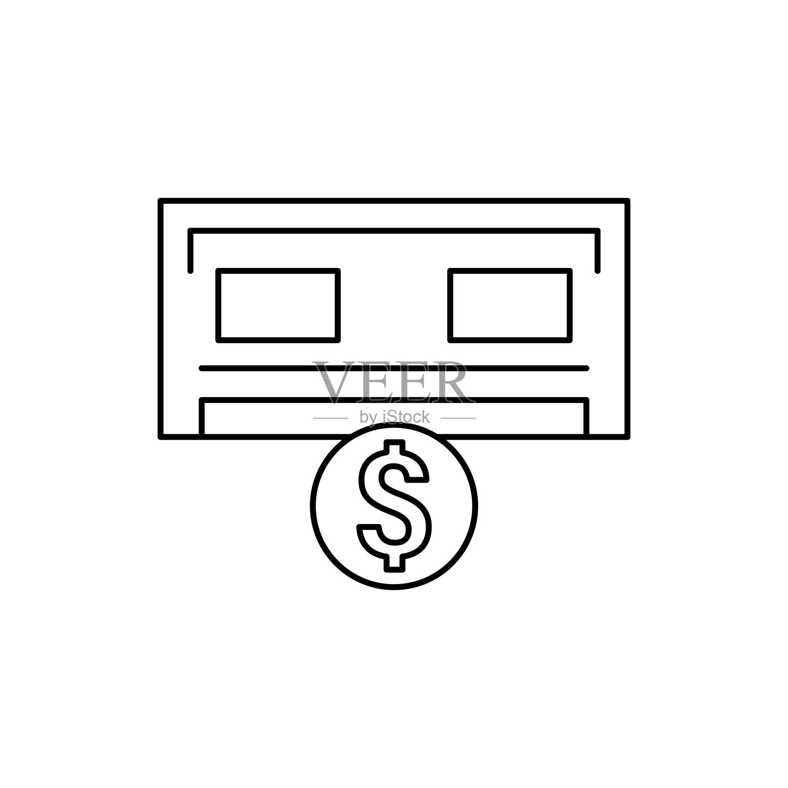 自动取款机，硬币，美元图标。atm图标元素插画图片素材