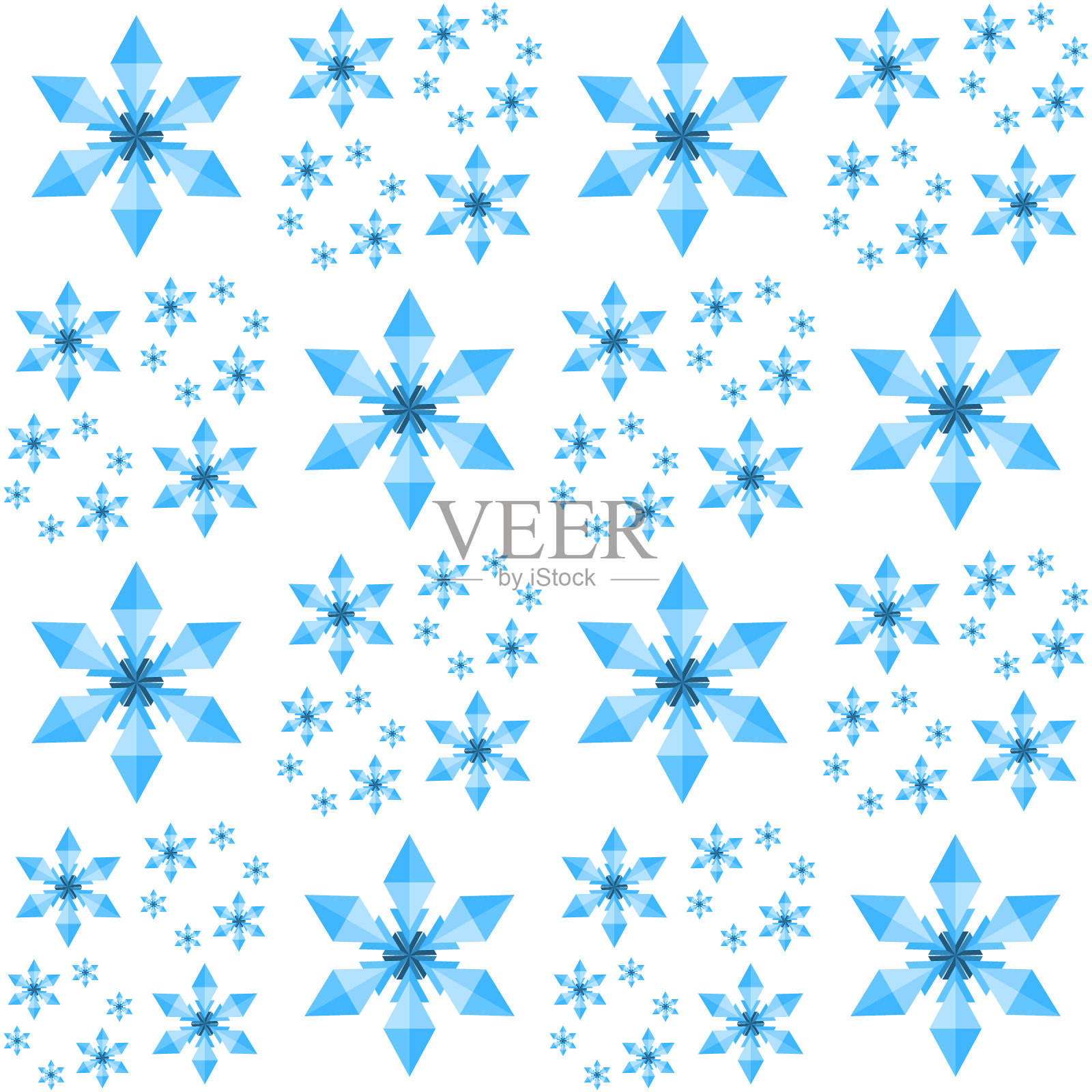 圣诞雪花无缝图案。蓝色薄片的分形几何背景插画图片素材