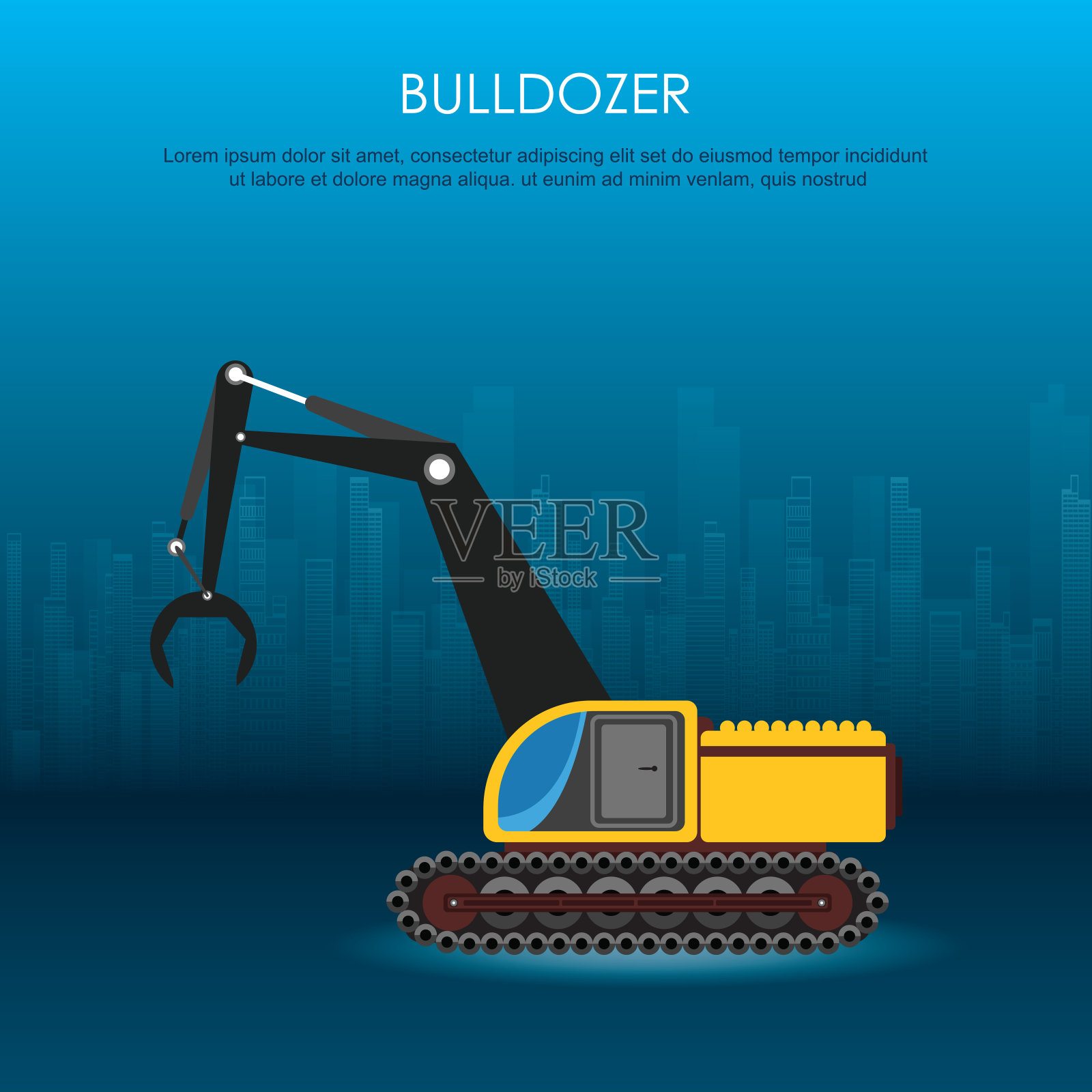 推土机插画图片素材