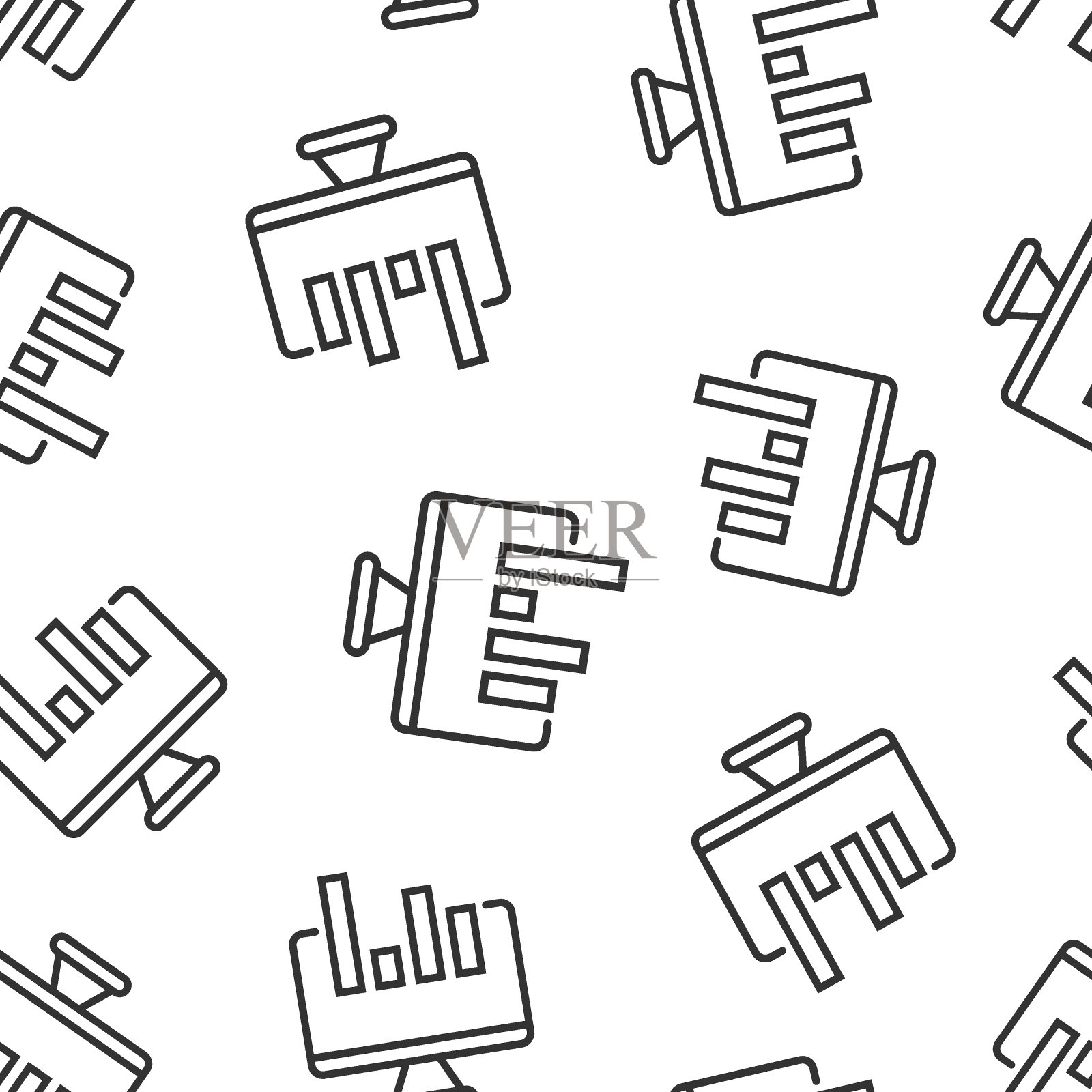 网站分析图标在平面风格。SEO数据矢量图上的白色孤立背景。计算机图无缝模式经营理念。插画图片素材