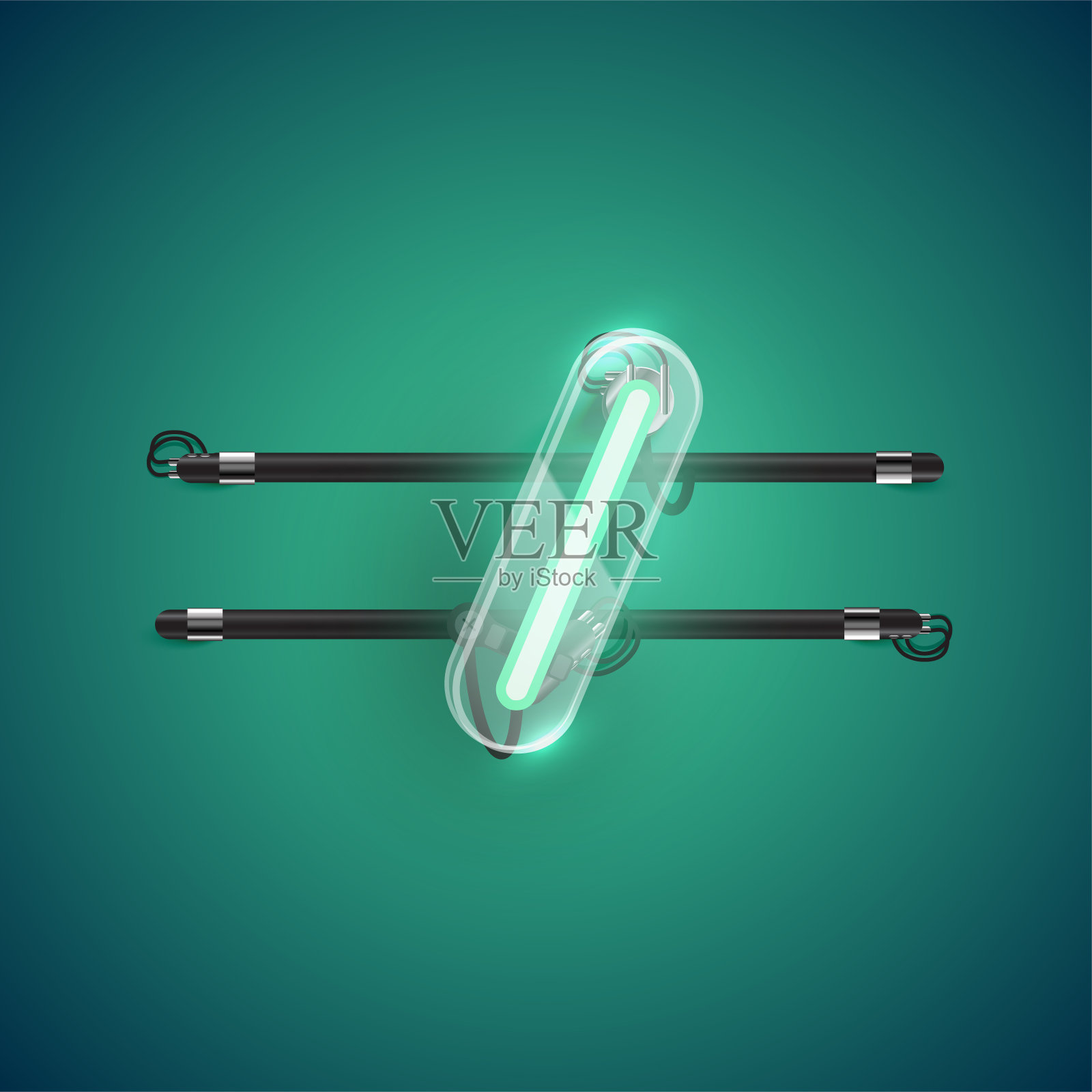 逼真的霓虹“斜线”字符与塑料外壳周围，矢量插图插画图片素材