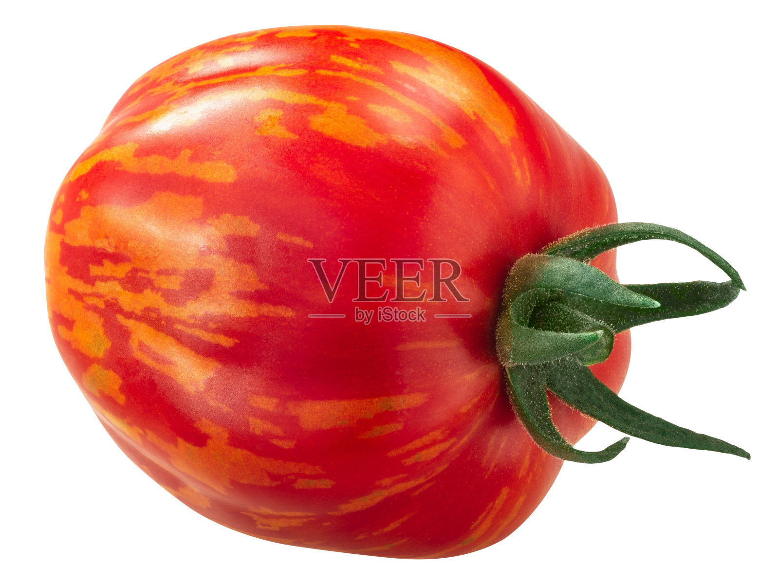 条纹填料传家宝番茄，整个水果，孤立照片摄影图片