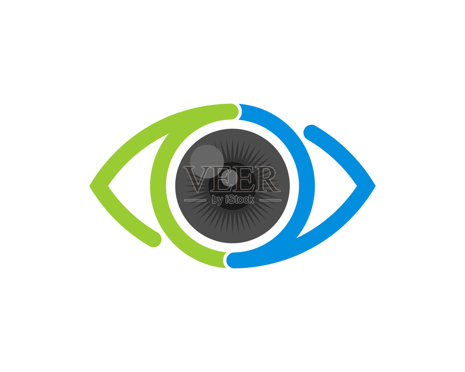 绿色和蓝色的眼睛轮廓插画图片素材