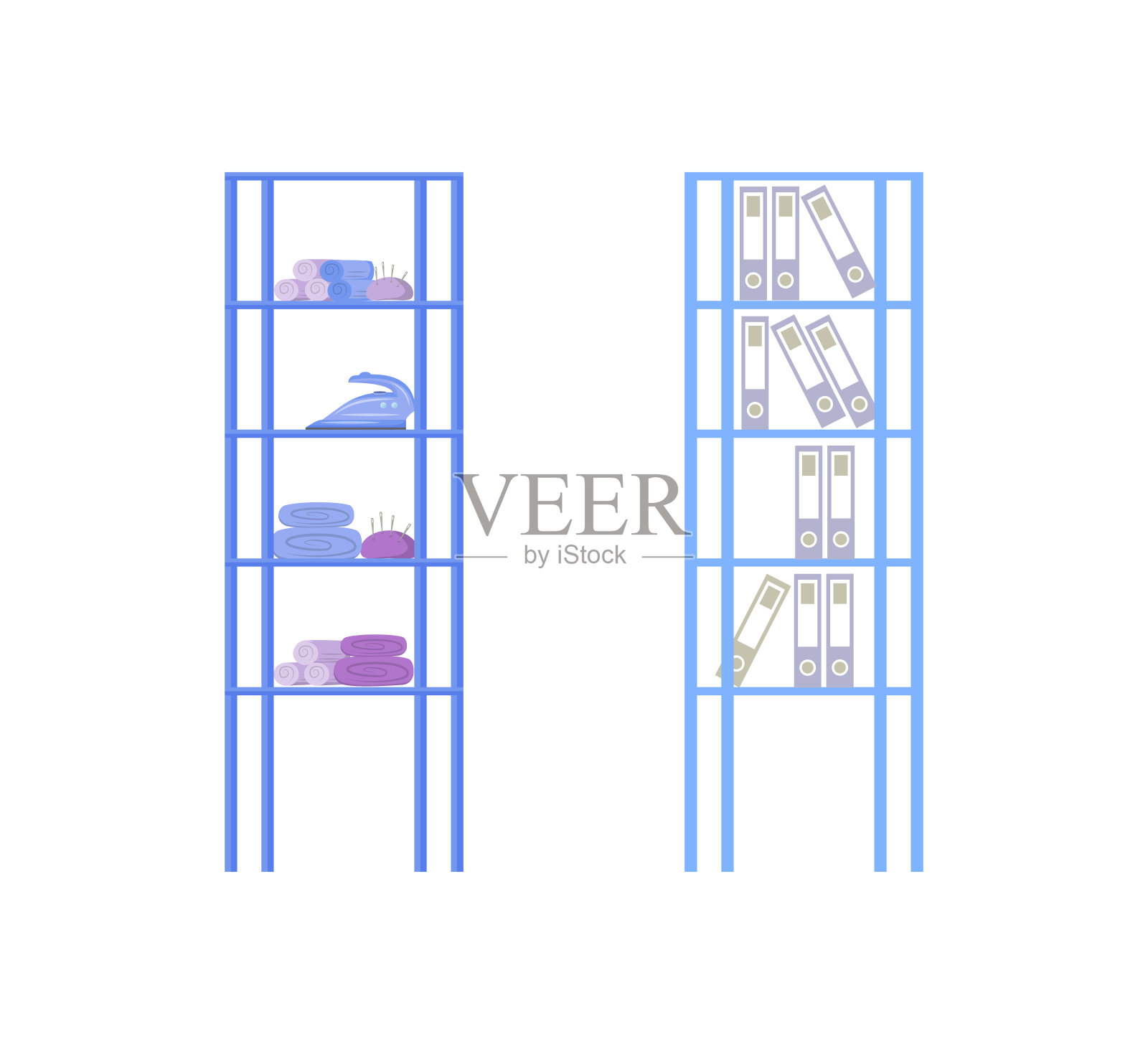 设计师工作室货架对象集插画图片素材