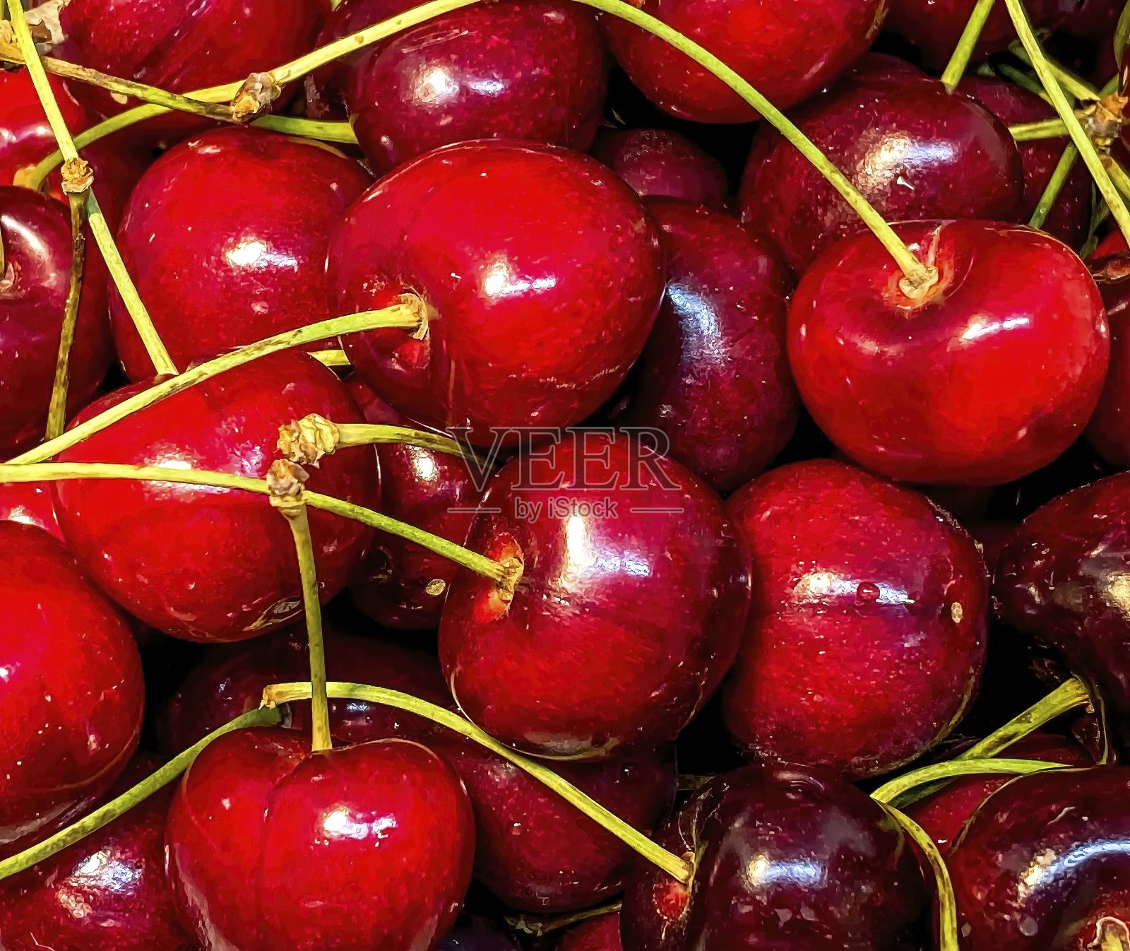 新鲜红樱桃背景设计照片摄影图片