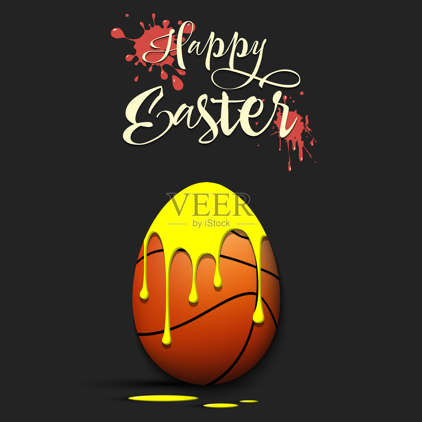 装饰成篮球形状的复活节彩蛋插画图片素材