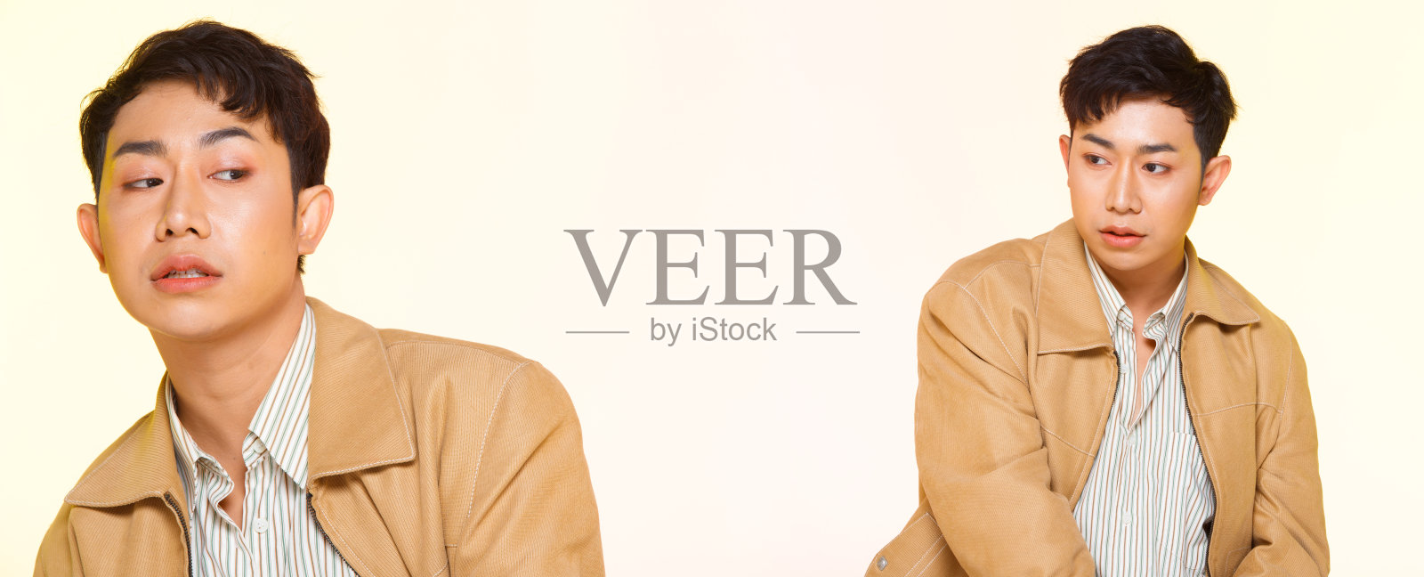 时尚肖像简介亚洲男子20多岁黑发美丽照片摄影图片