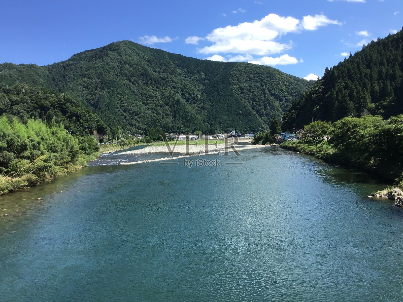 从古jo市的Inari桥上看Nagara河的风景照片摄影图片