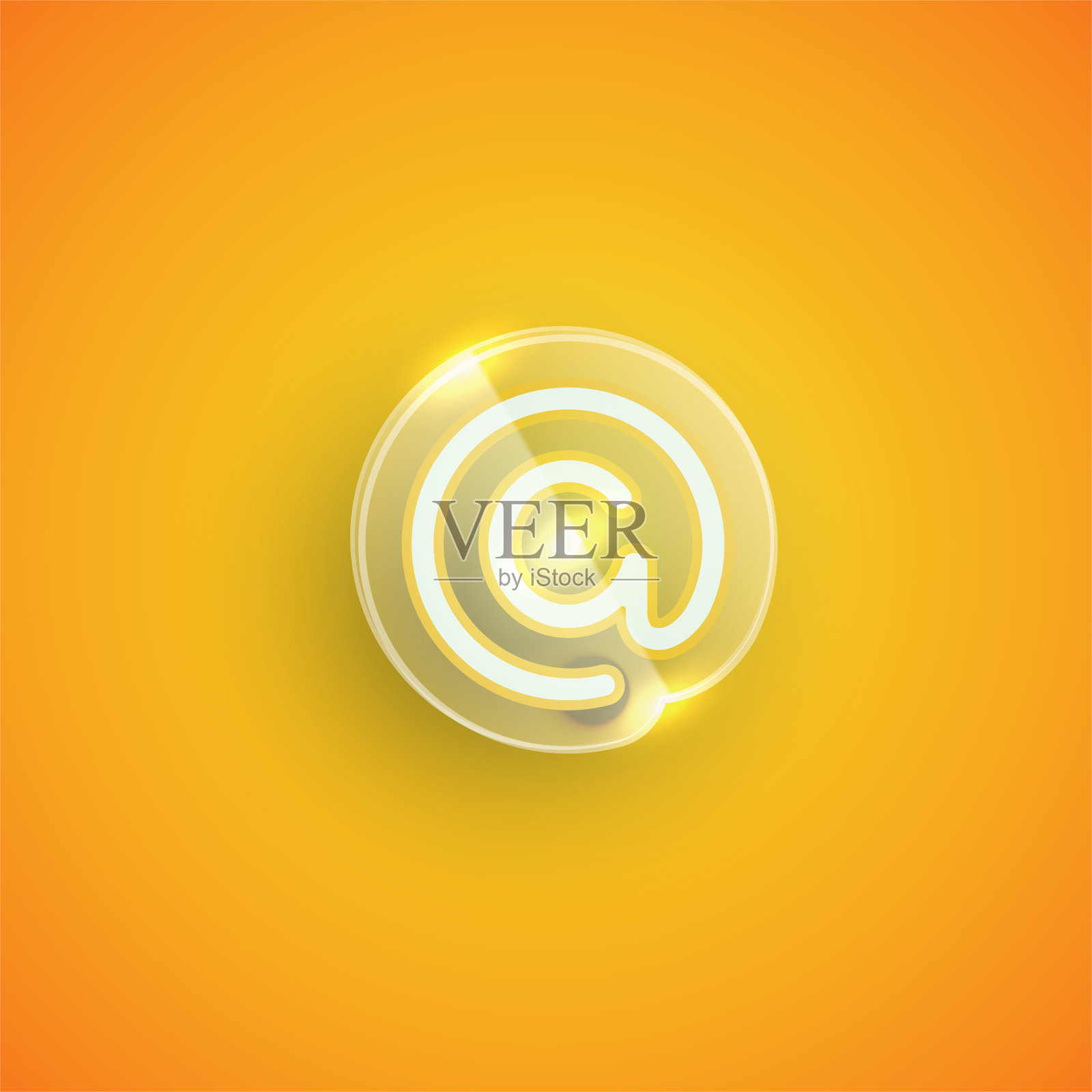 逼真的霓虹灯“在”与塑料外壳周围的字符，矢量插图插画图片素材