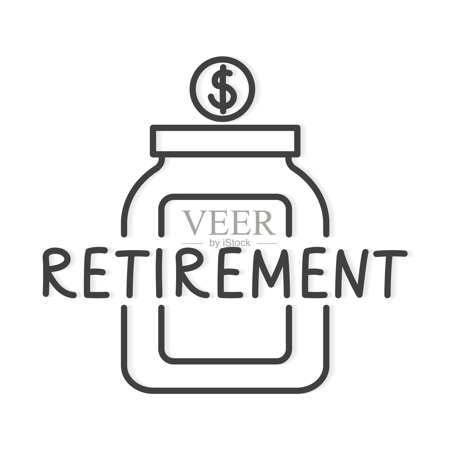 退休词汇和美元图标插画图片素材