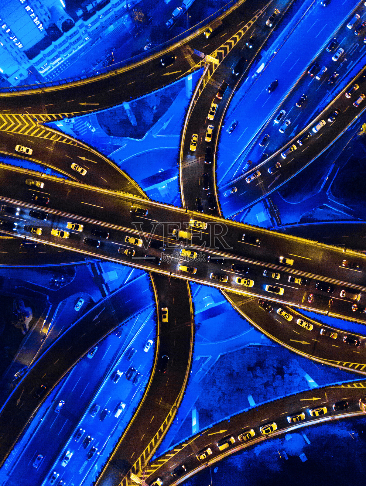 公路交汇处鸟瞰图照片摄影图片