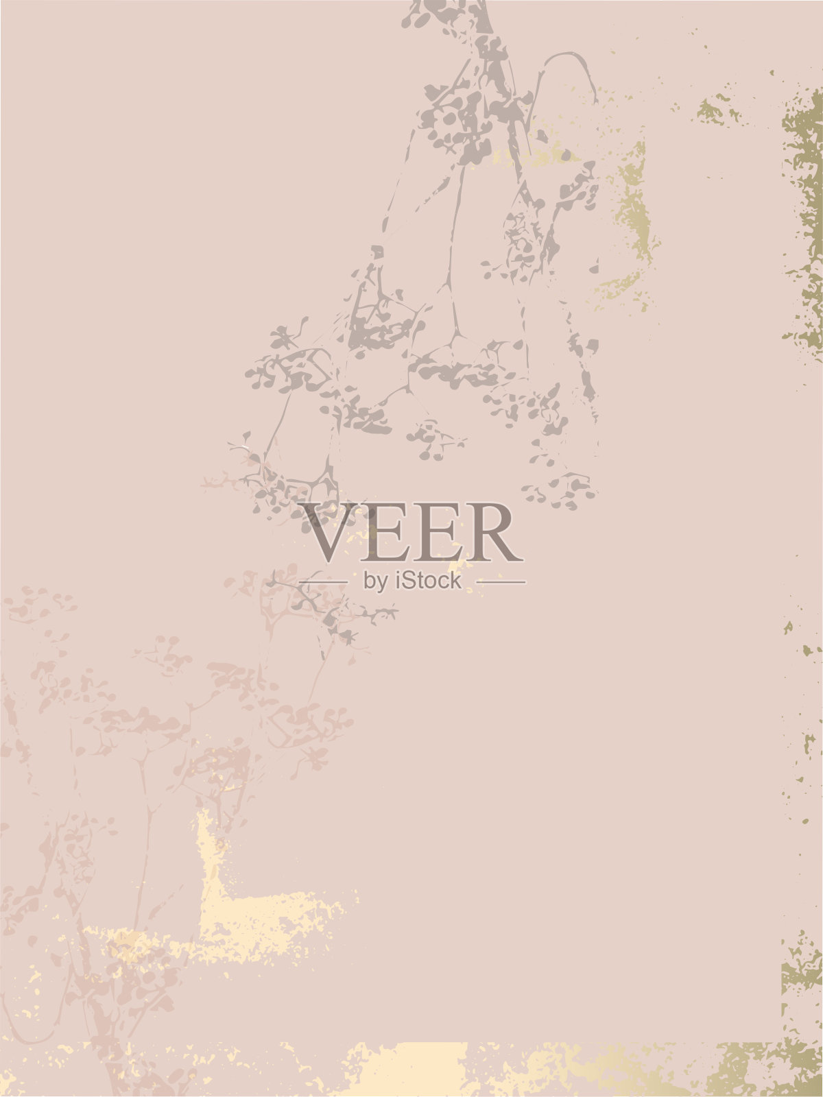 秋季花金箔米色背景插画图片素材