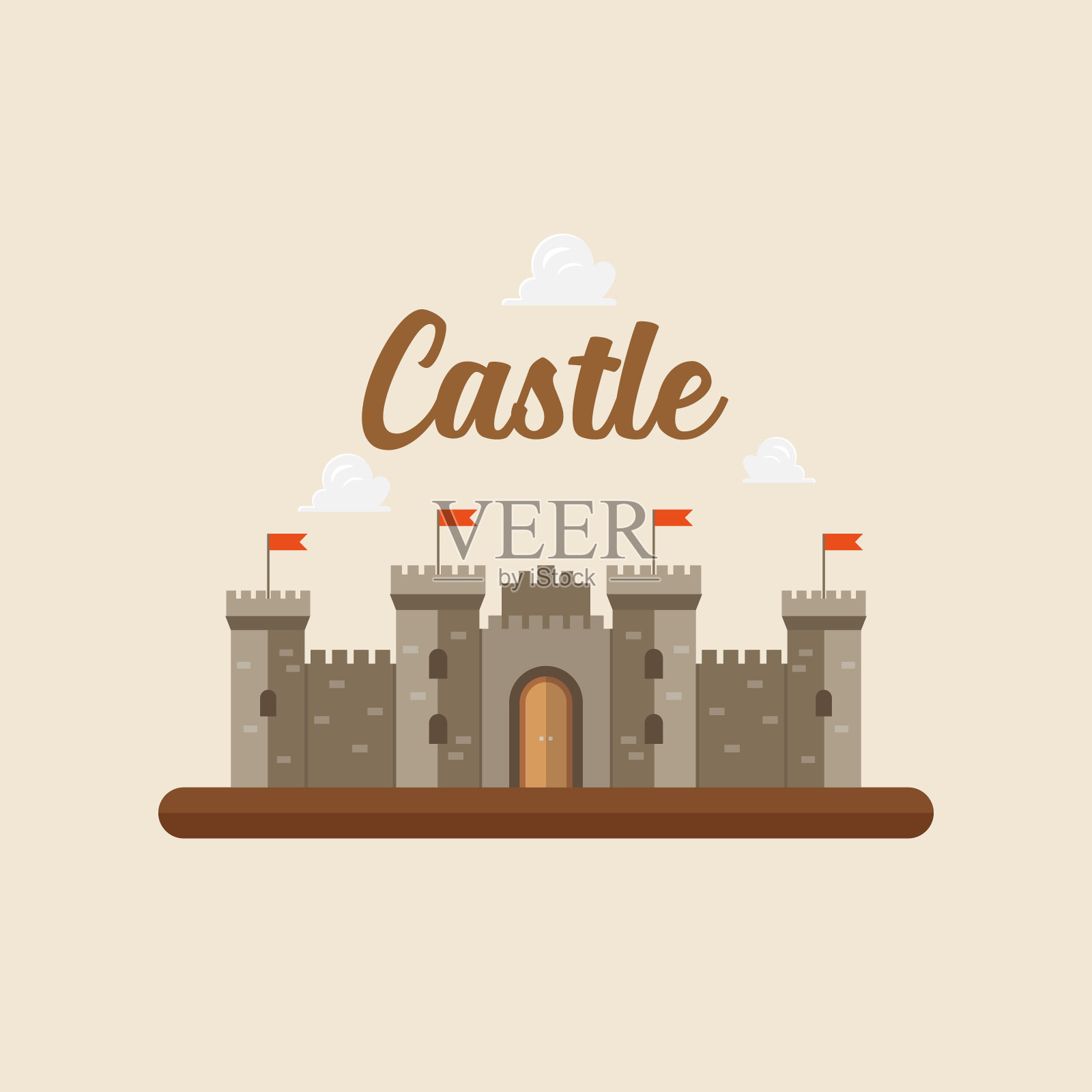 城堡的平面风格设计插画图片素材