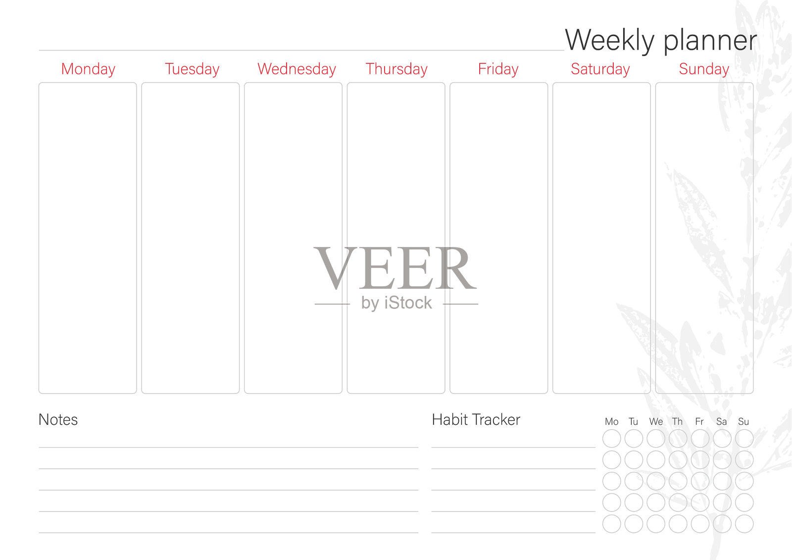 白色计划表与极简的叶子设计设计模板素材