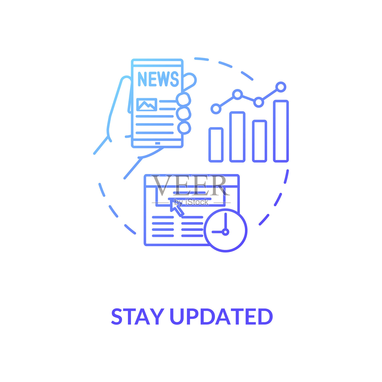 保持更新的概念图标插画图片素材