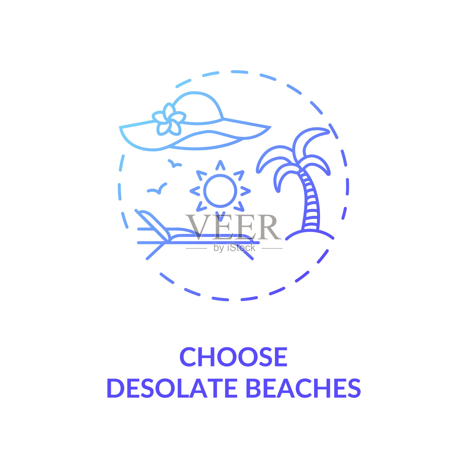 选择荒凉的海滩概念图标插画图片素材