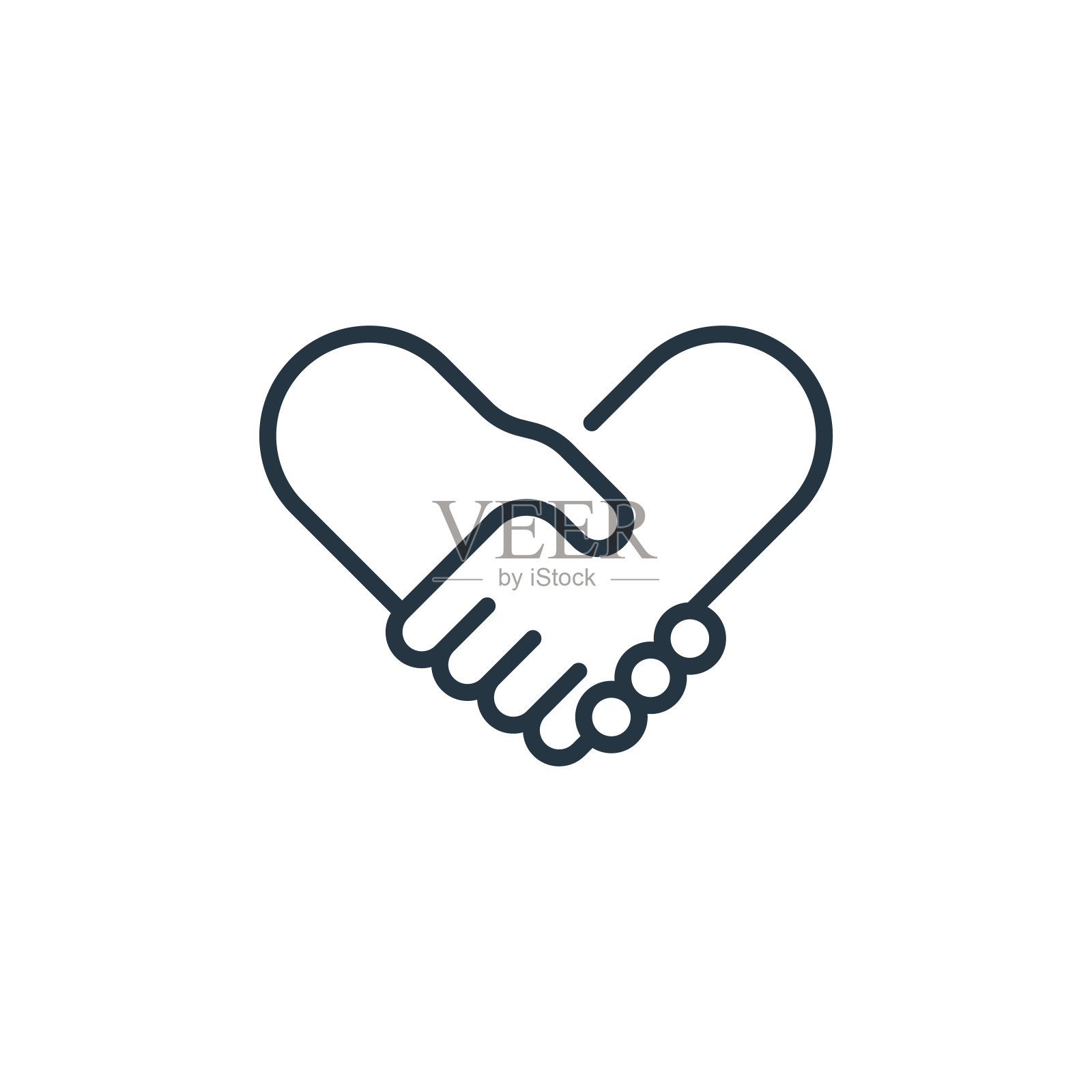 握手矢量图标孤立的白色背景。轮廓，细线握手图标，用于网站设计和移动，应用程序开发。细线握手轮廓图标矢量插图。插画图片素材