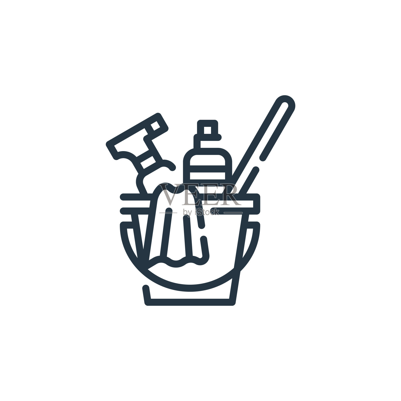 桶向量图标隔离在白色背景。轮廓，细线桶图标用于网站设计和移动，应用程序开发。细线桶轮廓图标矢量插图。插画图片素材