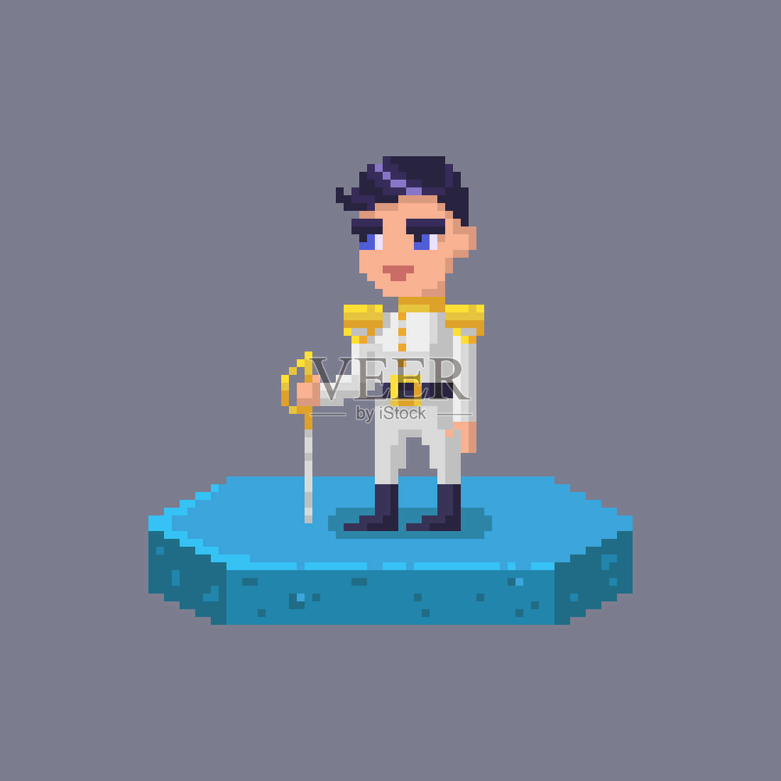 像素艺术王子角色。童话般的人物。插画图片素材