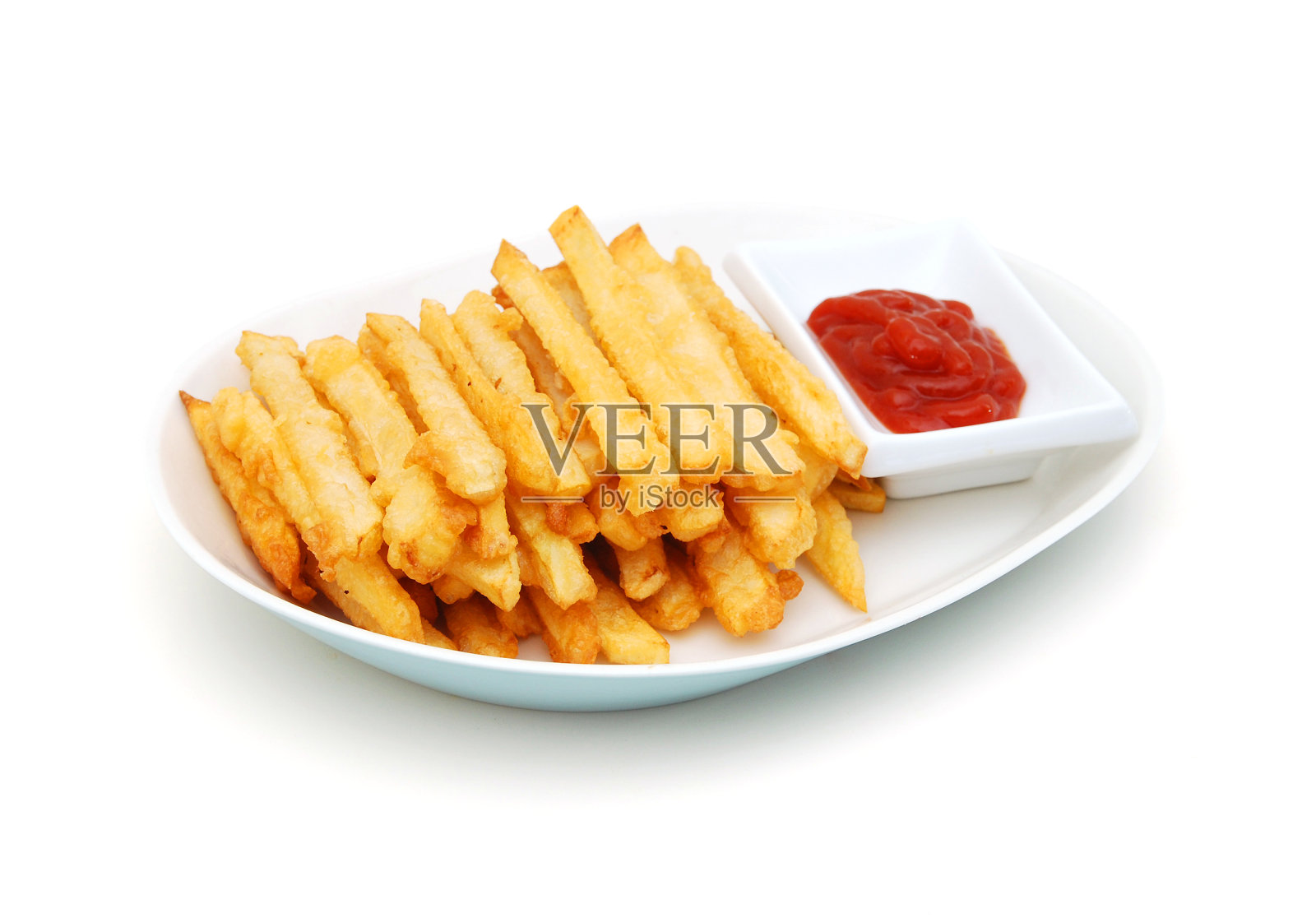 白色背景上的炸薯条照片摄影图片