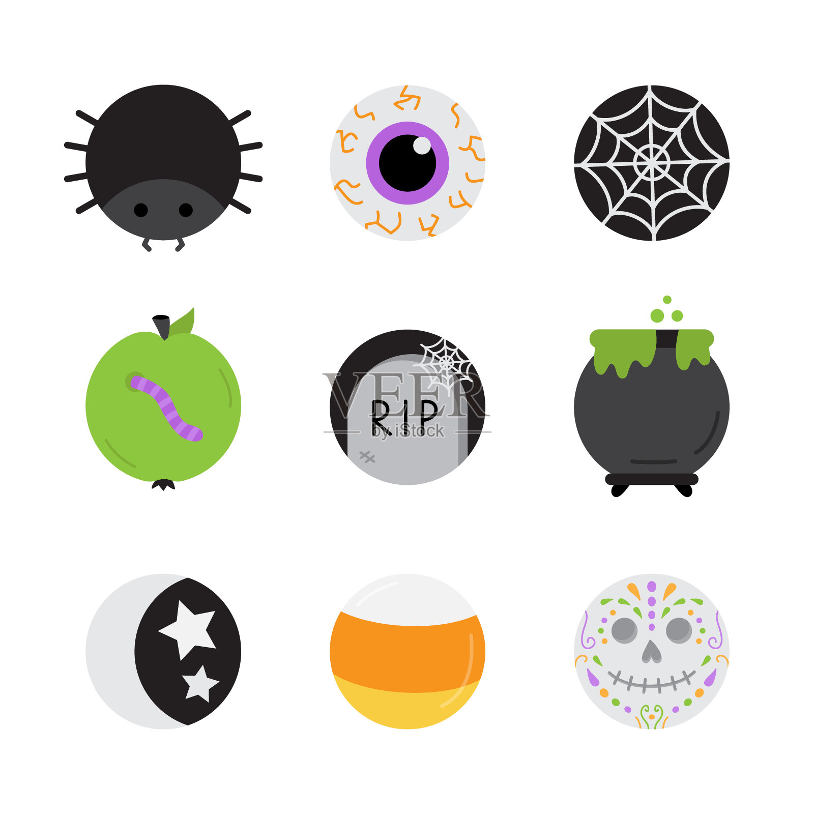 万圣节圆形图标插画图片素材
