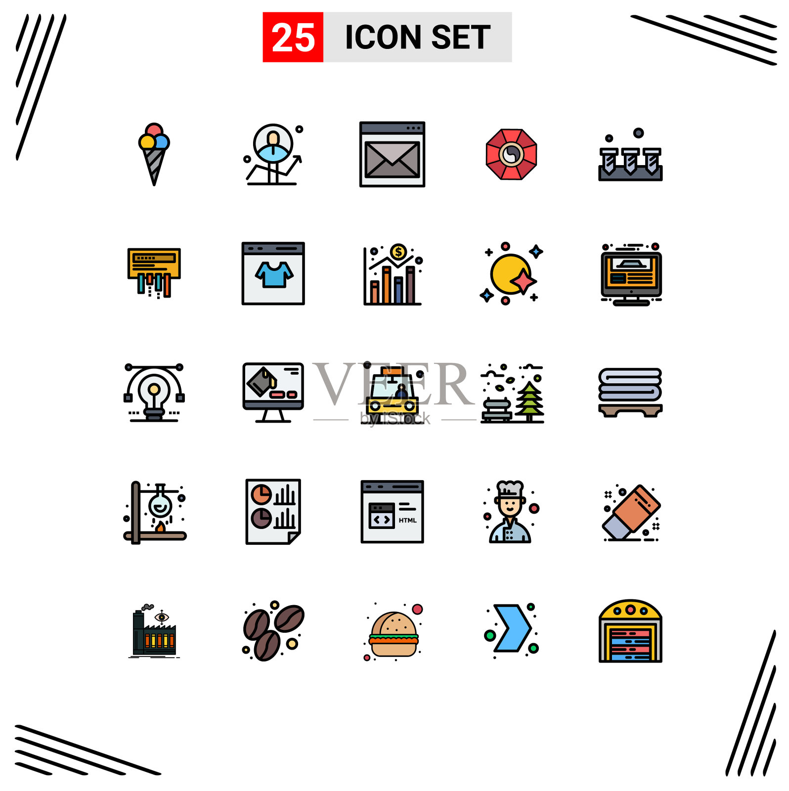 可编辑线包25简单填充线平插画图片素材