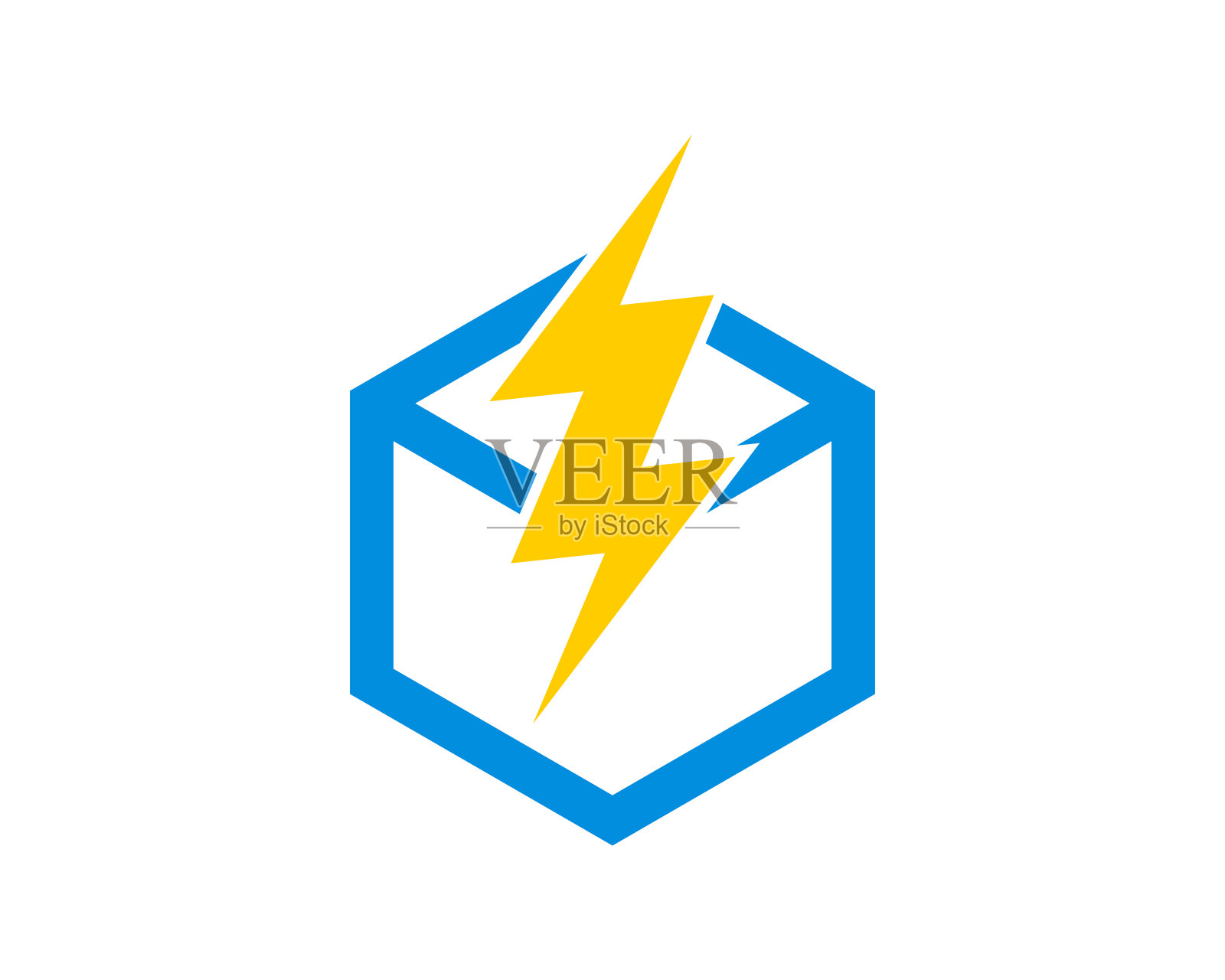 电立方盒子，里面有闪电插画图片素材