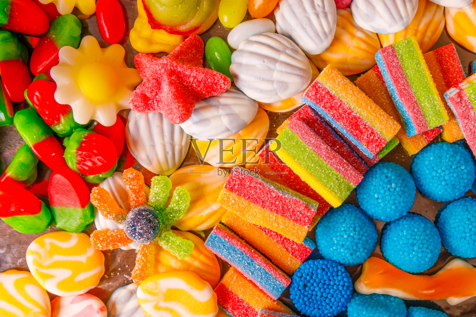 多色的果酱。甜的甜点照片摄影图片