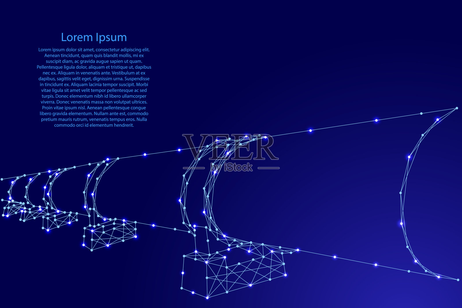 石油或天然气管道，概念石油燃料工业运输从未来多边形蓝线和发光的星星横幅，海报，贺卡。矢量插图。插画图片素材