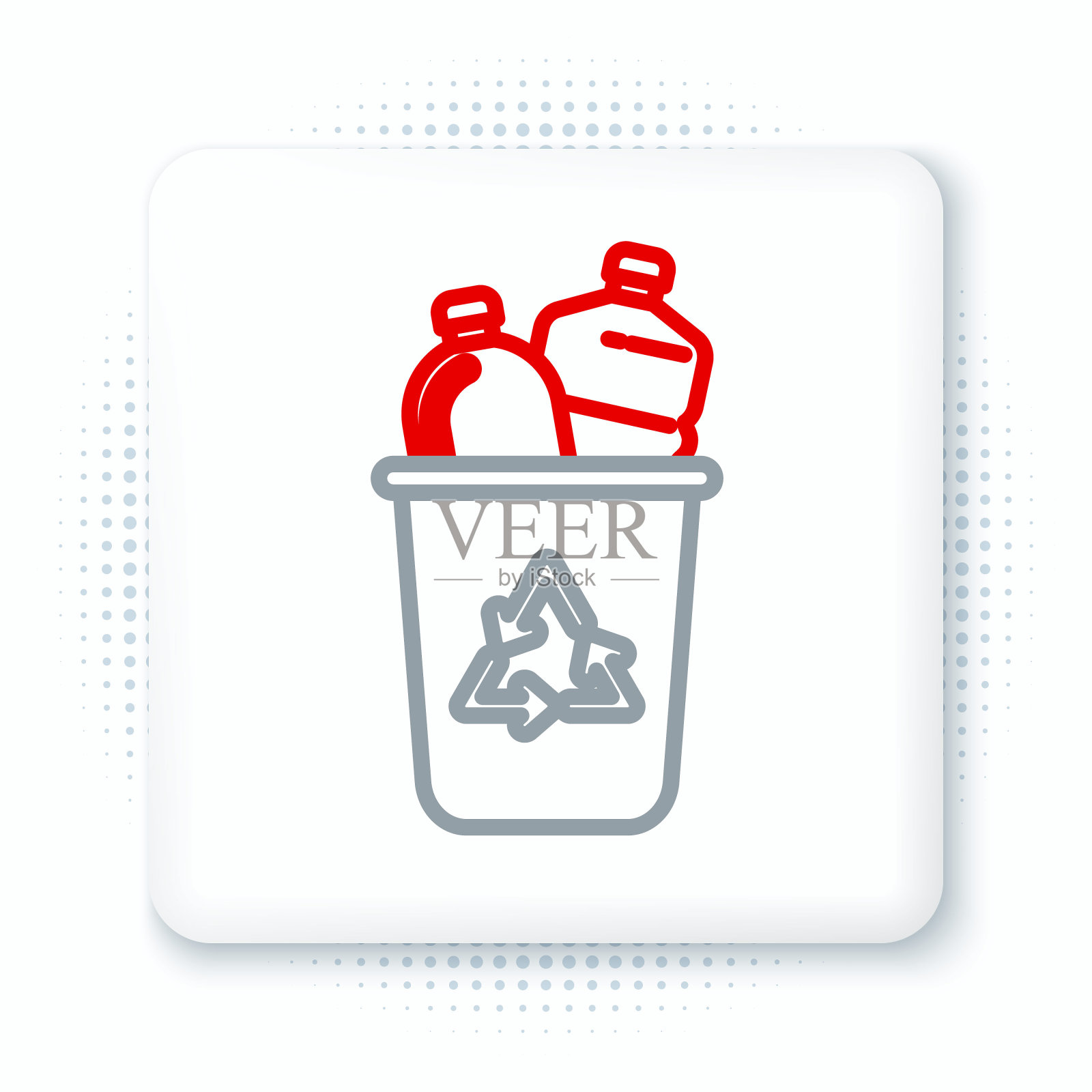 线回收站与回收符号图标隔离在白色背景。垃圾桶图标。垃圾桶的迹象。回收篮的迹象。色彩斑斓的轮廓的概念。向量插画图片素材