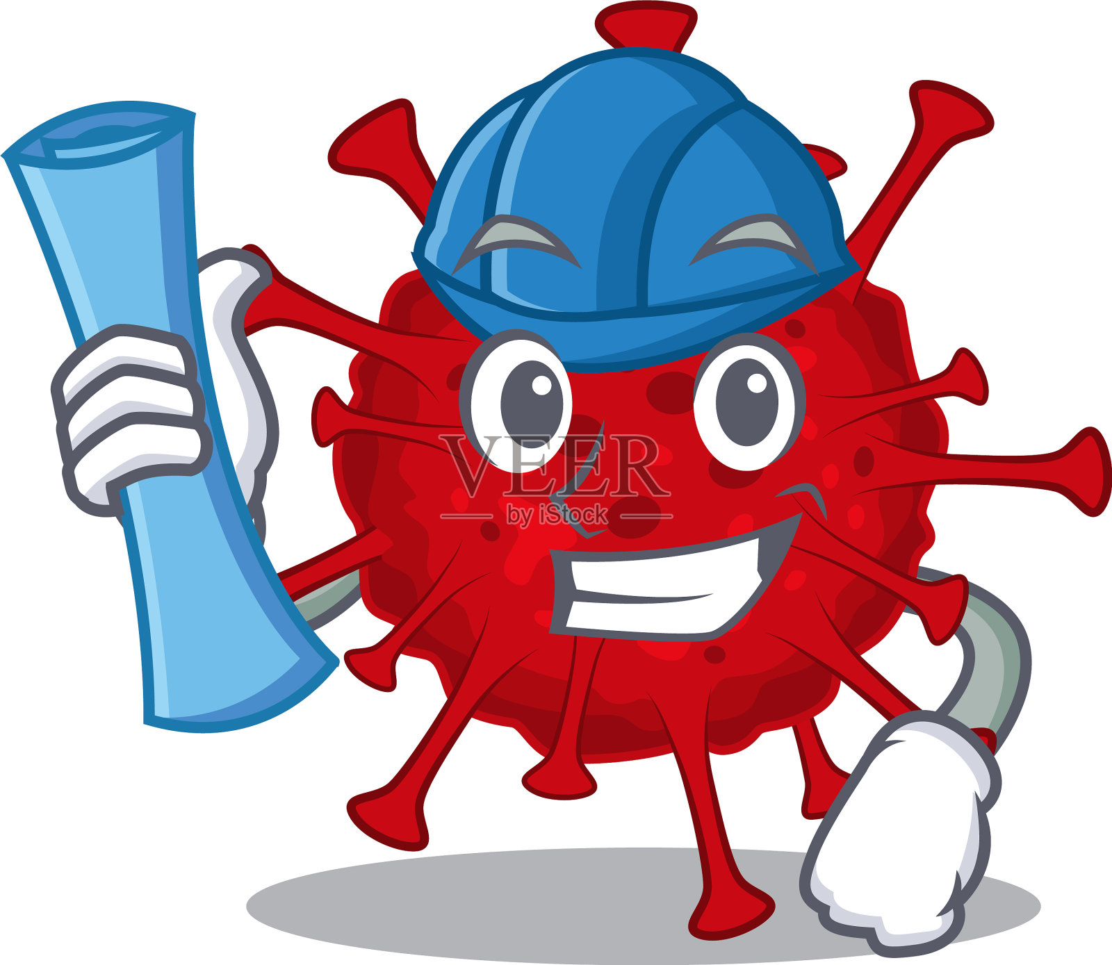 建筑师乙型冠状病毒有蓝图插画图片素材